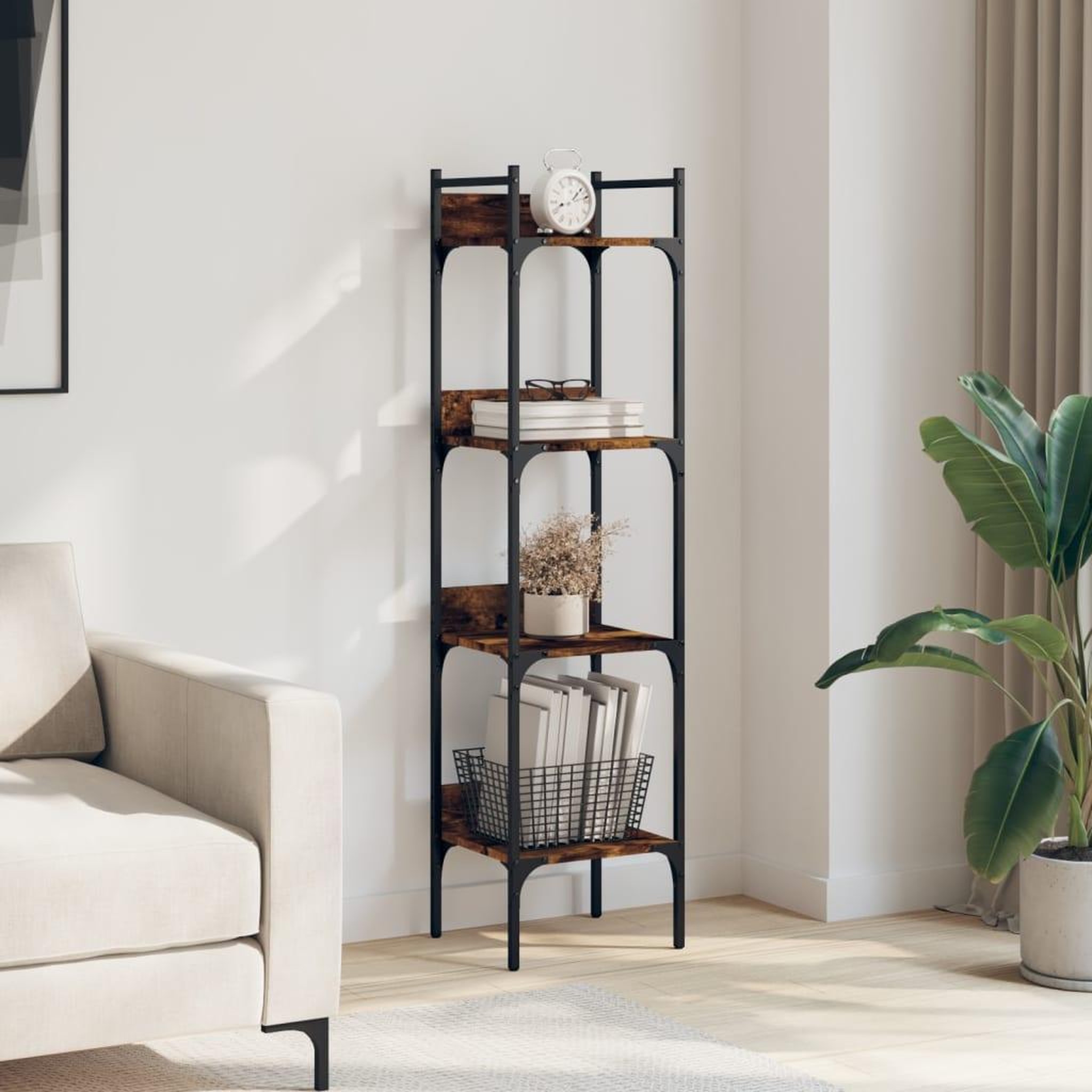 Voir la diapositive 3 : VIDAXL Bibliotheque a 4 niveaux chene 35x30x138,5 cm bois d'ingenierie