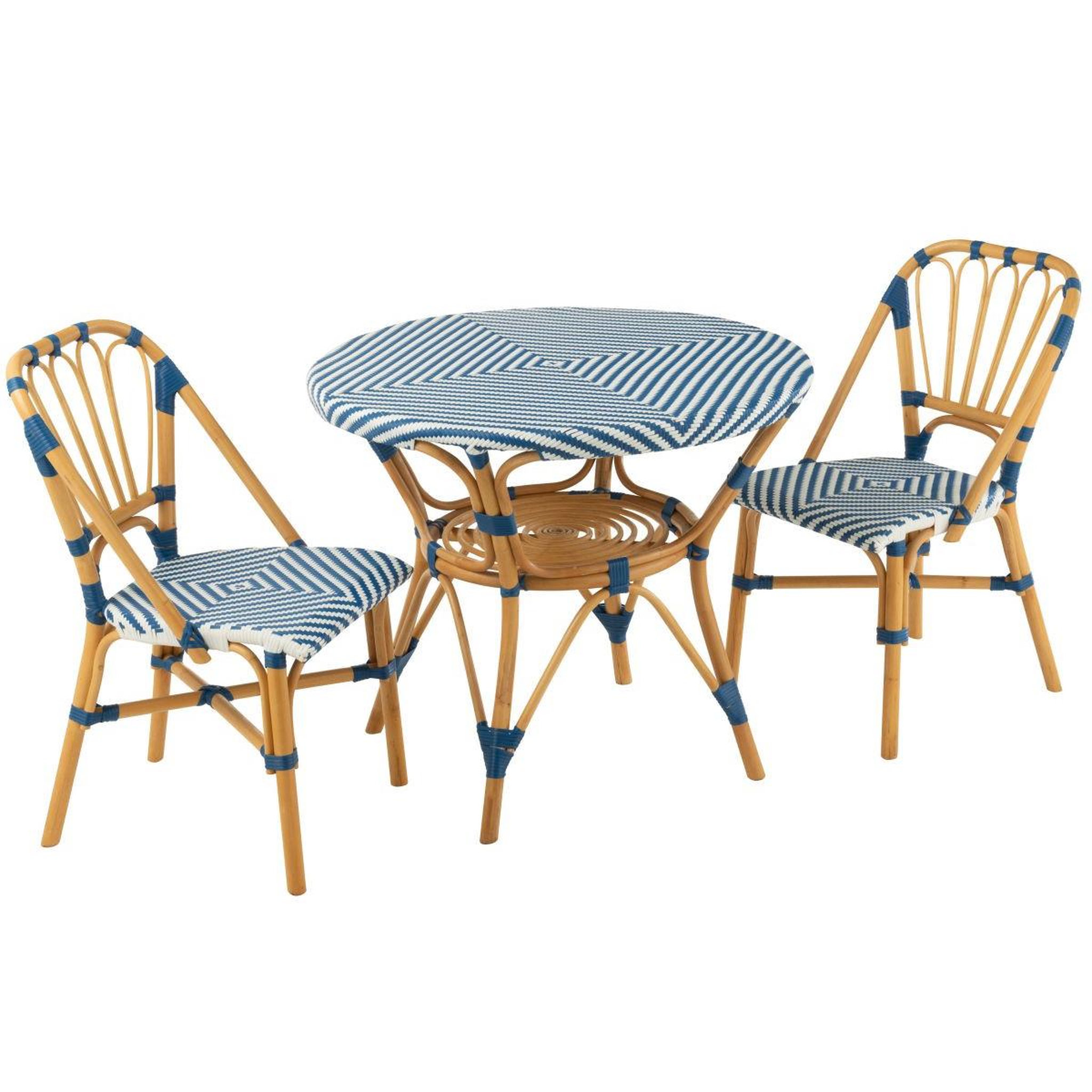 Voir la diapositive 6 : J-LINE Table à manger en rotin  danial  90cm bleu
