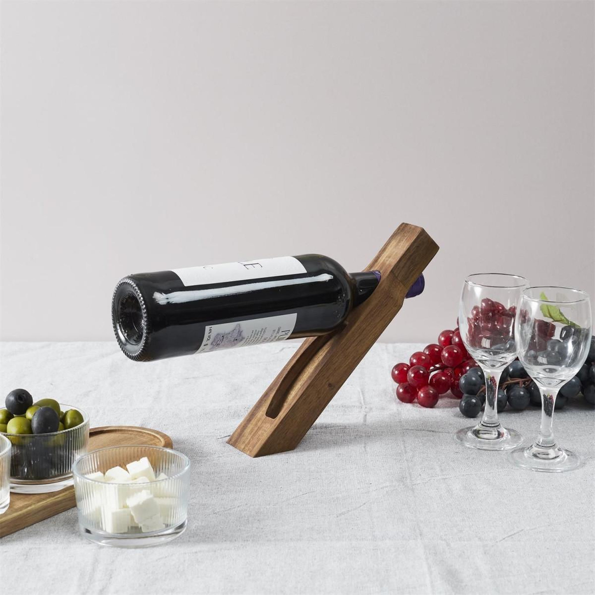 Voir la diapositive 4 : The Home Deco Factory Support à bouteille de vin  acacia  26cm marron