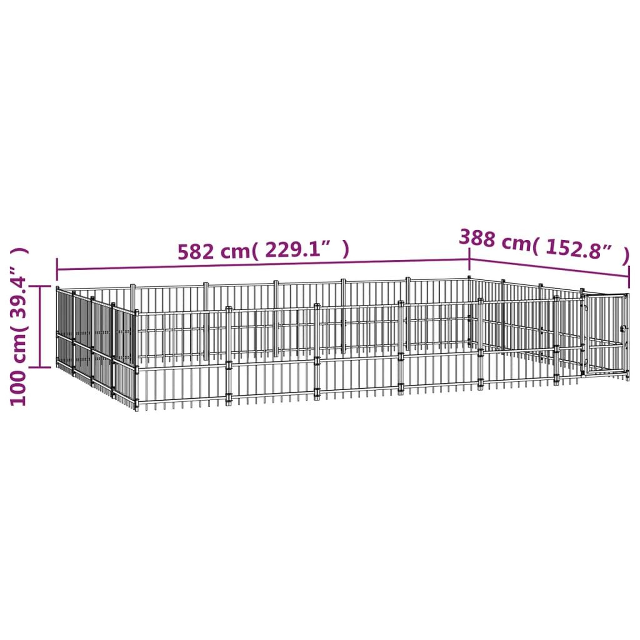 Voir la diapositive 6 : VIDAXL Chenil d'exterieur pour chiens Acier 22,58 m²