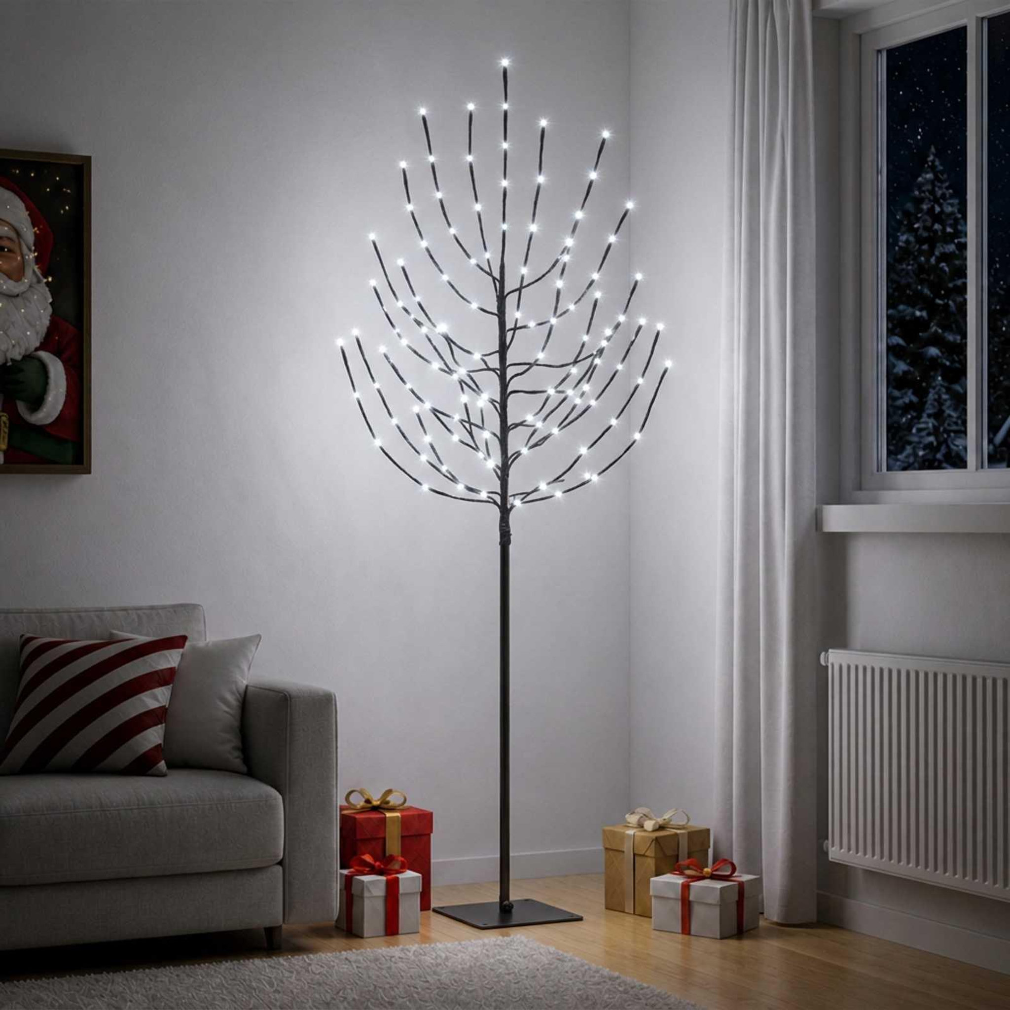 Voir la diapositive 2 : VIDAXL Arbre de Noël LED Noir 20 x 20 x 180 cm Acier 160 LED