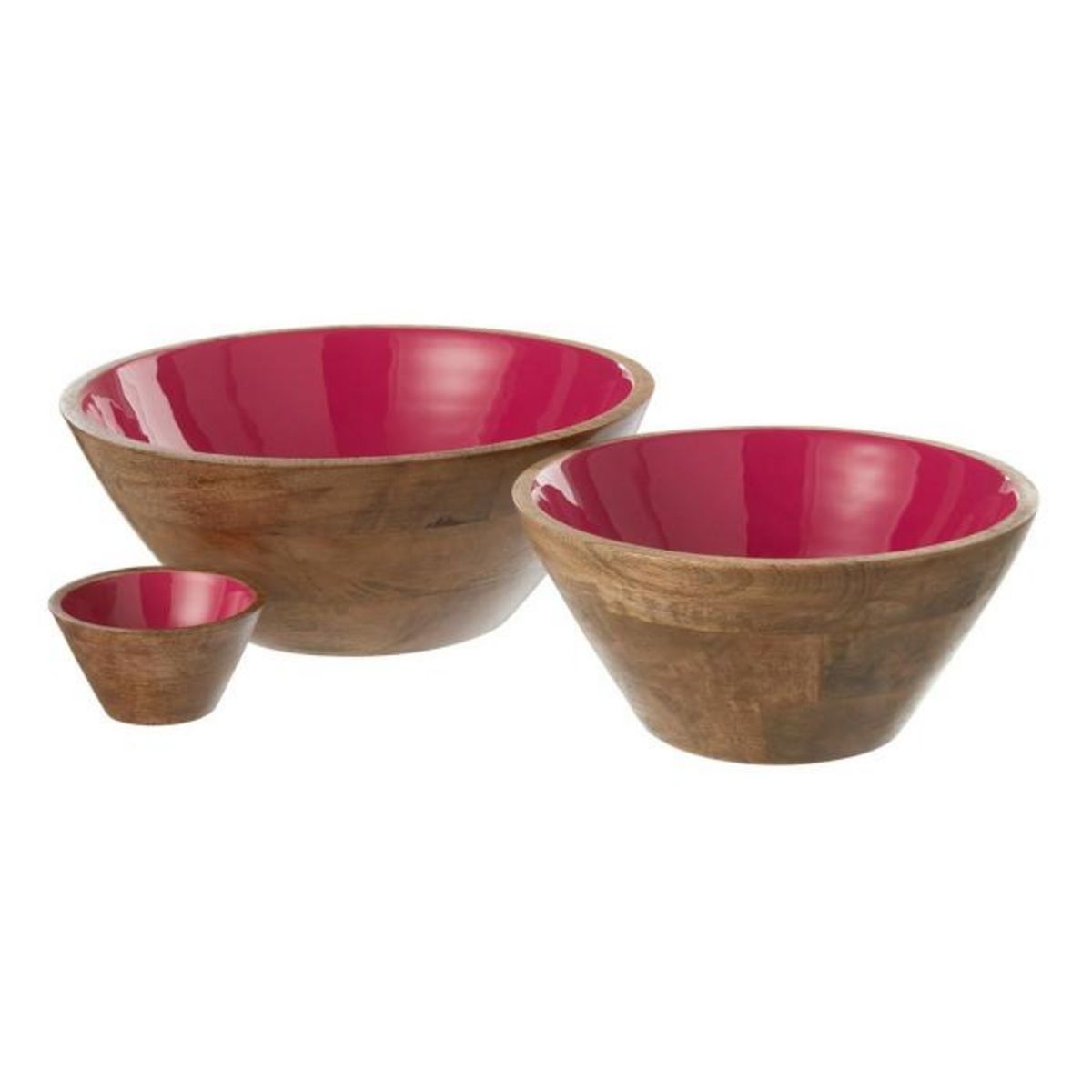 Paris Prix Saladier Rond en Bois  Kos  30cm Marron & Fuchsia