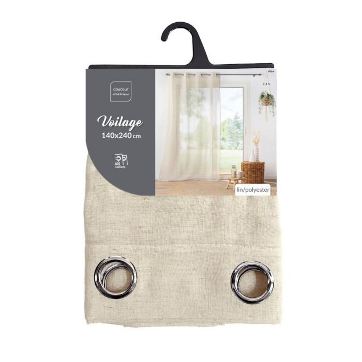 Paris Prix Rideau Voilage à Œillets  Aline  140x240cm Beige