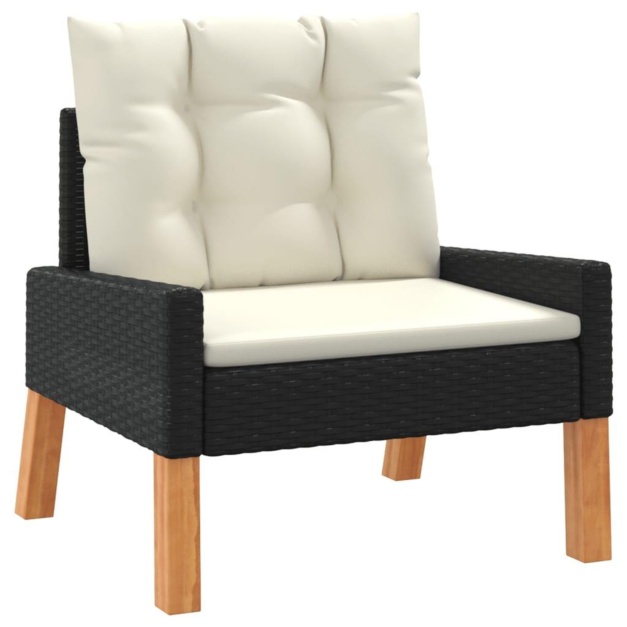 Voir la diapositive 5 : VIDAXL Salon de jardin 4 pcs et coussins resine tressee et bois massif