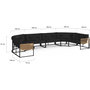 Voir la diapositive 3 : ID MARKET Salon de jardin bas RIO 12 places salon d'angle structure métal noir et cordage effet rotin avec coussins noirs