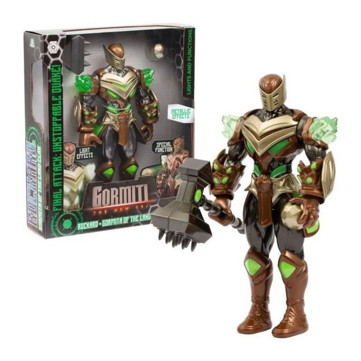 GENERIQUE Figurine articulée - GORMITI - Gormiti avec attaque lumineuse Terre - Rockard - 27 cm - a partir de 4 ans - GRV074