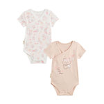 Petit Béguin Lot de 2 bodies bébé manches courtes ouverture croisée Louison. Coloris disponibles : Rose