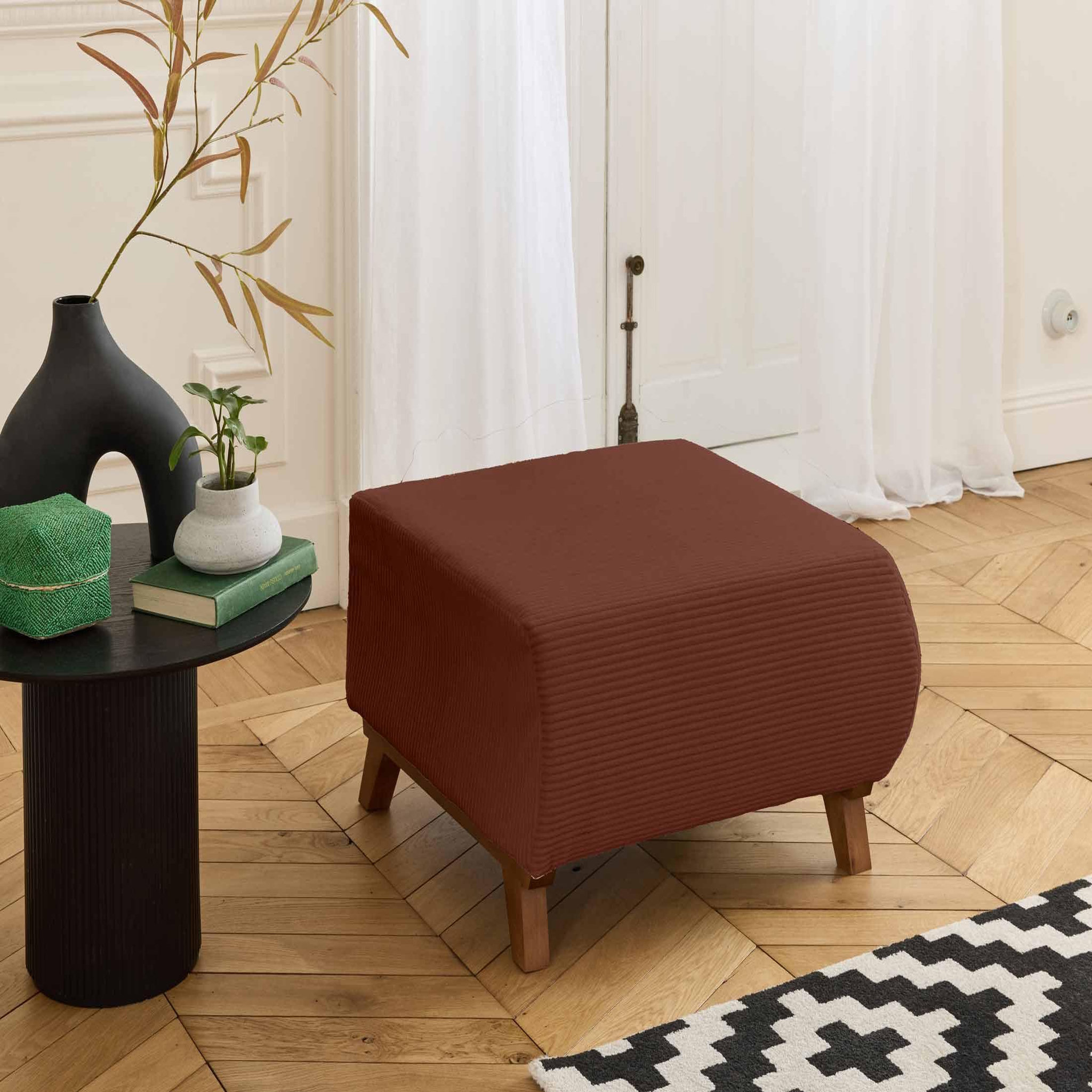 Voir la diapositive 5 : BEST MOBILIER Cristal - pouf modulable - 65 cm - en velours côtelé