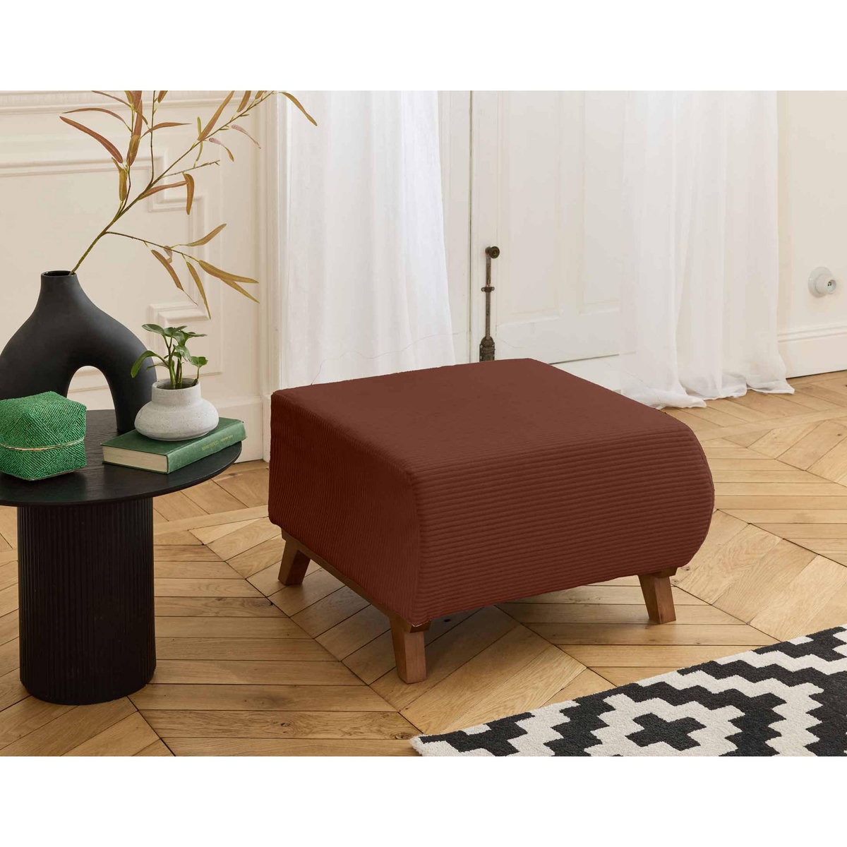 BEST MOBILIER Cristal - pouf modulable - 65 cm - en velours côtelé