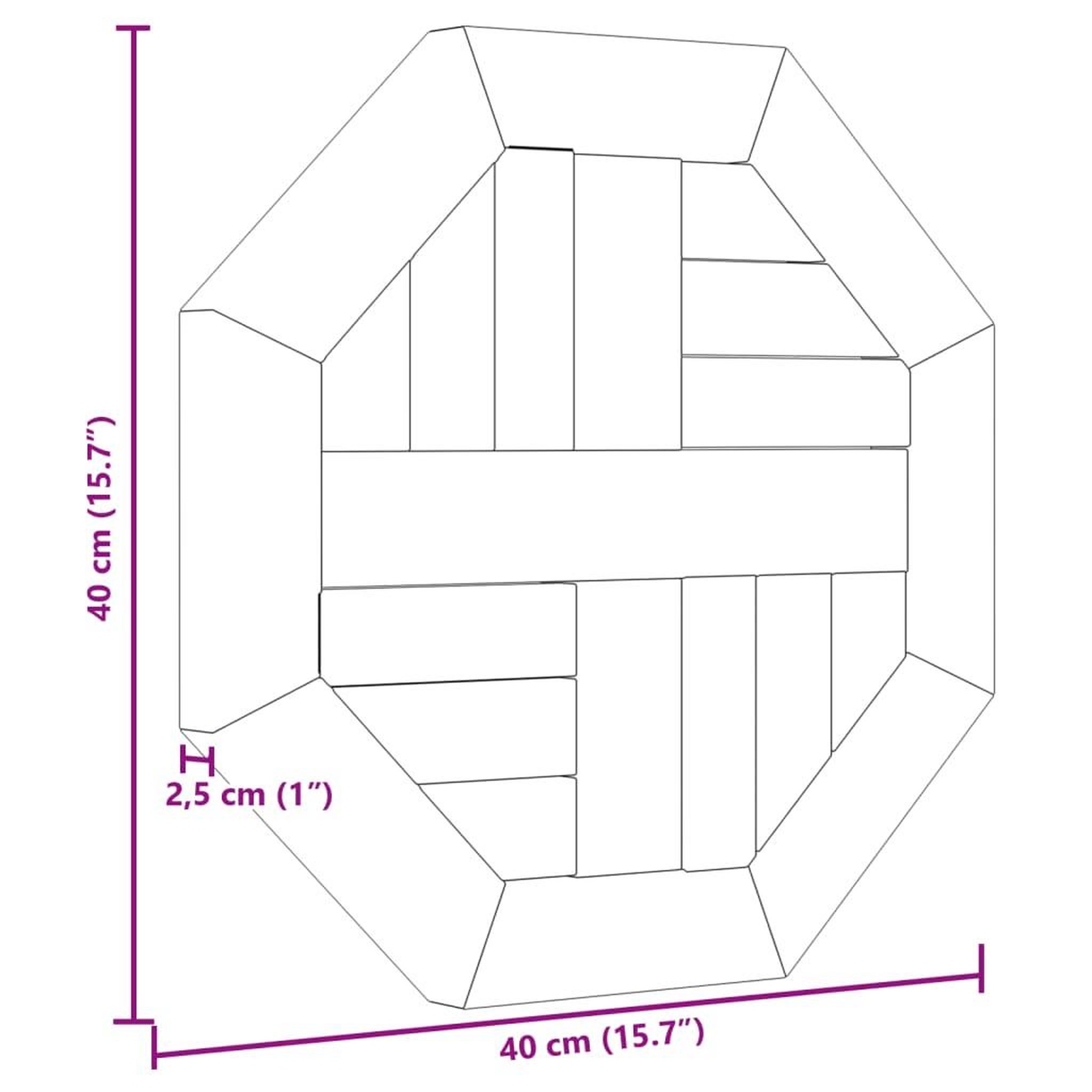 Voir la diapositive 6 : VIDAXL Dessus de table 40x40x2,5 cm octogonal bois de teck massif