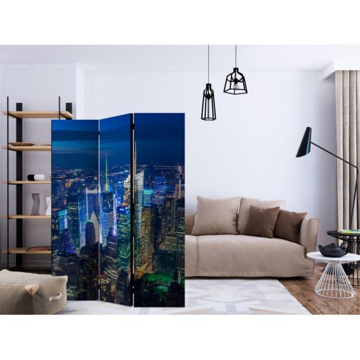 Paris Prix Paravent 3 Volets  Manhattan Night  135x172cm