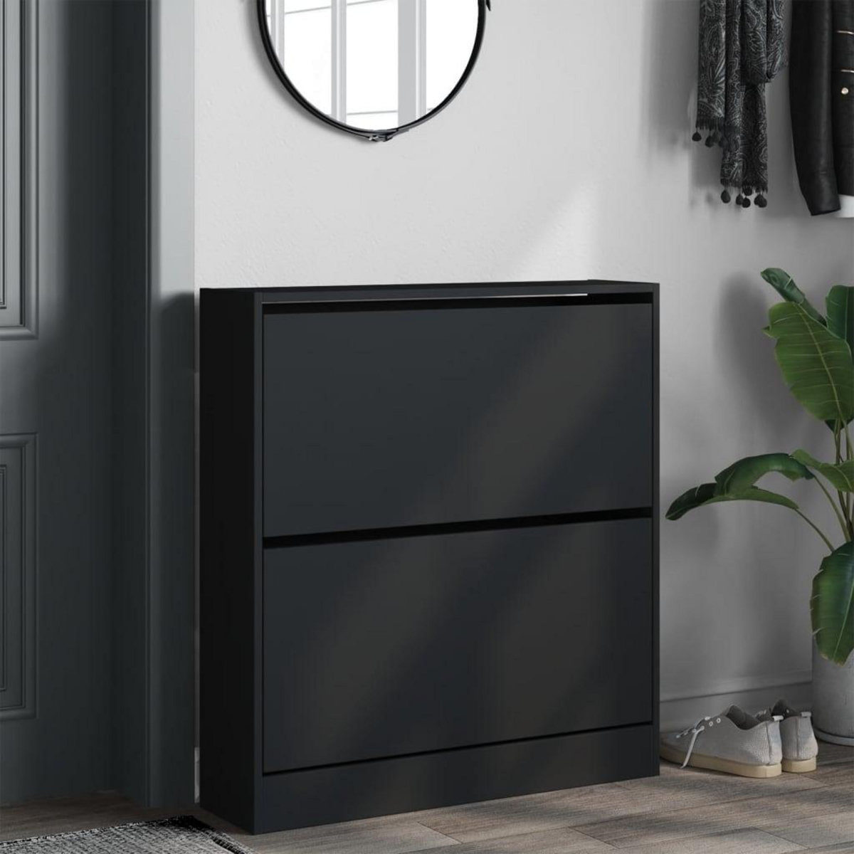 VIDAXL Armoire a chaussures noir 80x21x87,5 cm bois d'ingenierie
