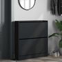 Voir la diapositive 3 : VIDAXL Armoire a chaussures noir 80x21x87,5 cm bois d'ingenierie