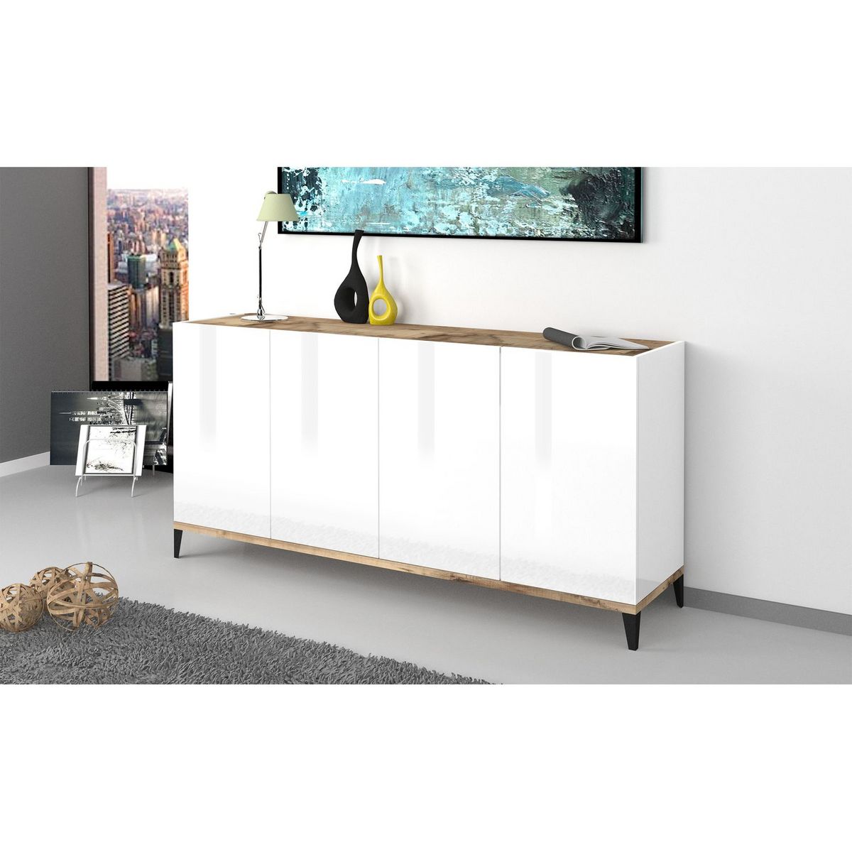 Buffet moderne 4 portes L160cm BARI