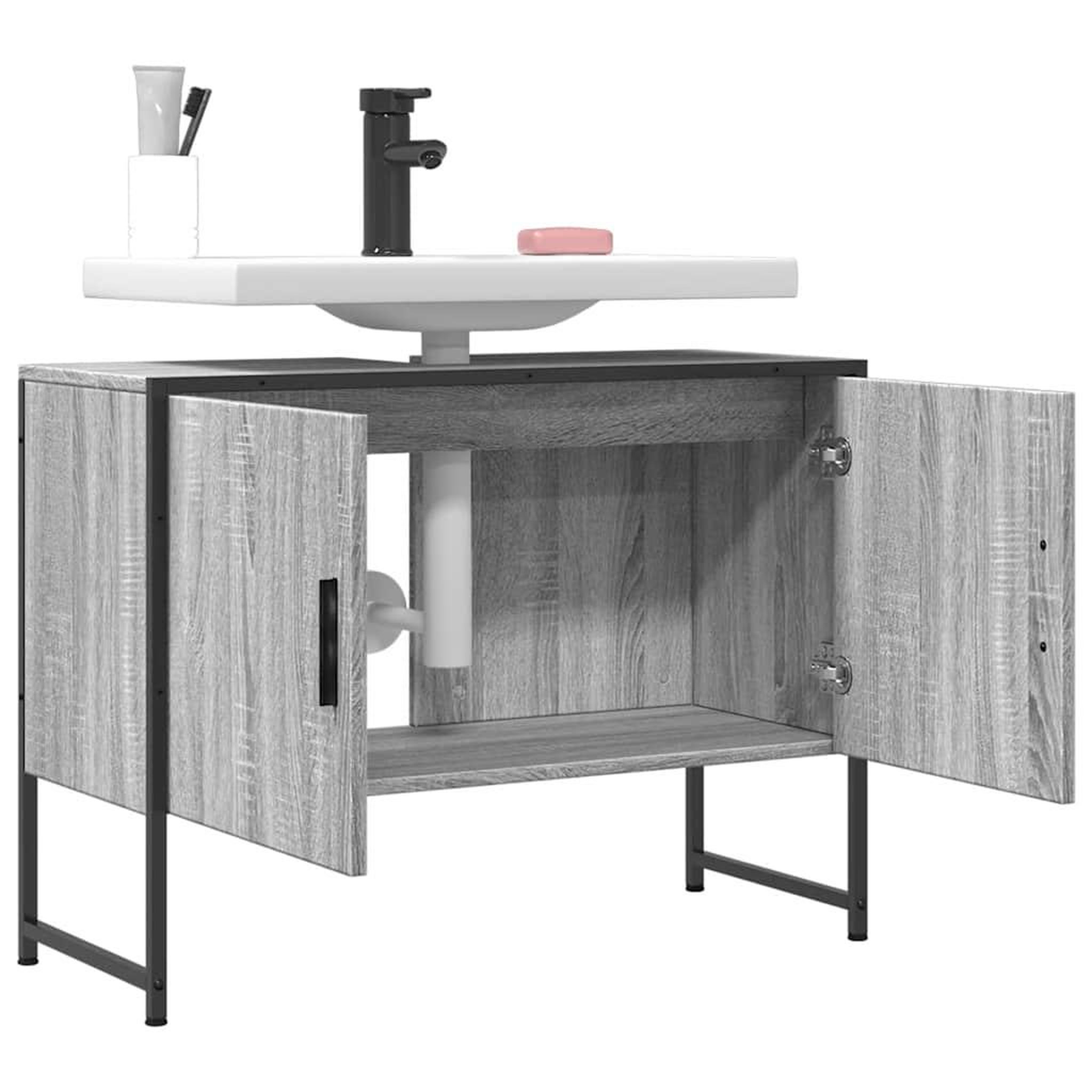 Voir la diapositive 4 : VIDAXL Armoire lavabo de salle de bain sonoma gris bois d'ingenierie
