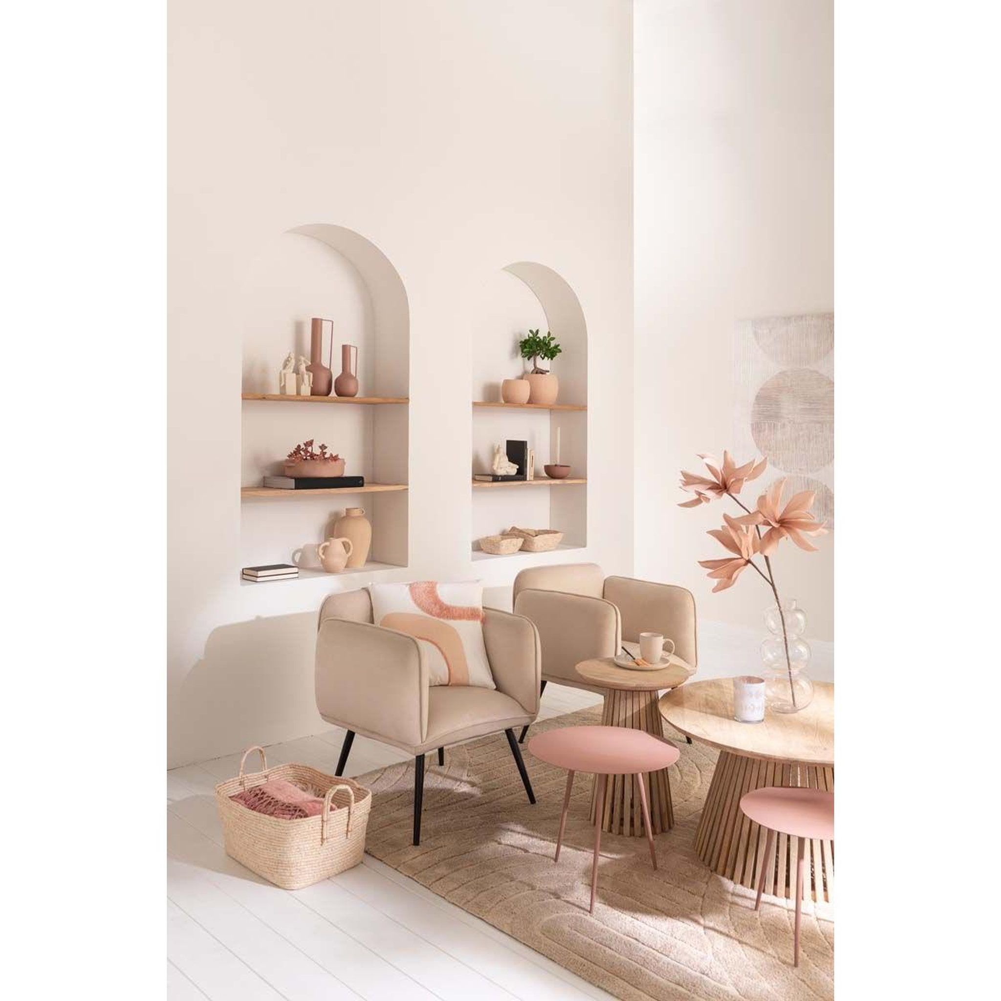 Voir la diapositive 4 : J-LINE Lot de 3 tables gigognes  obi  56cm vieux rose