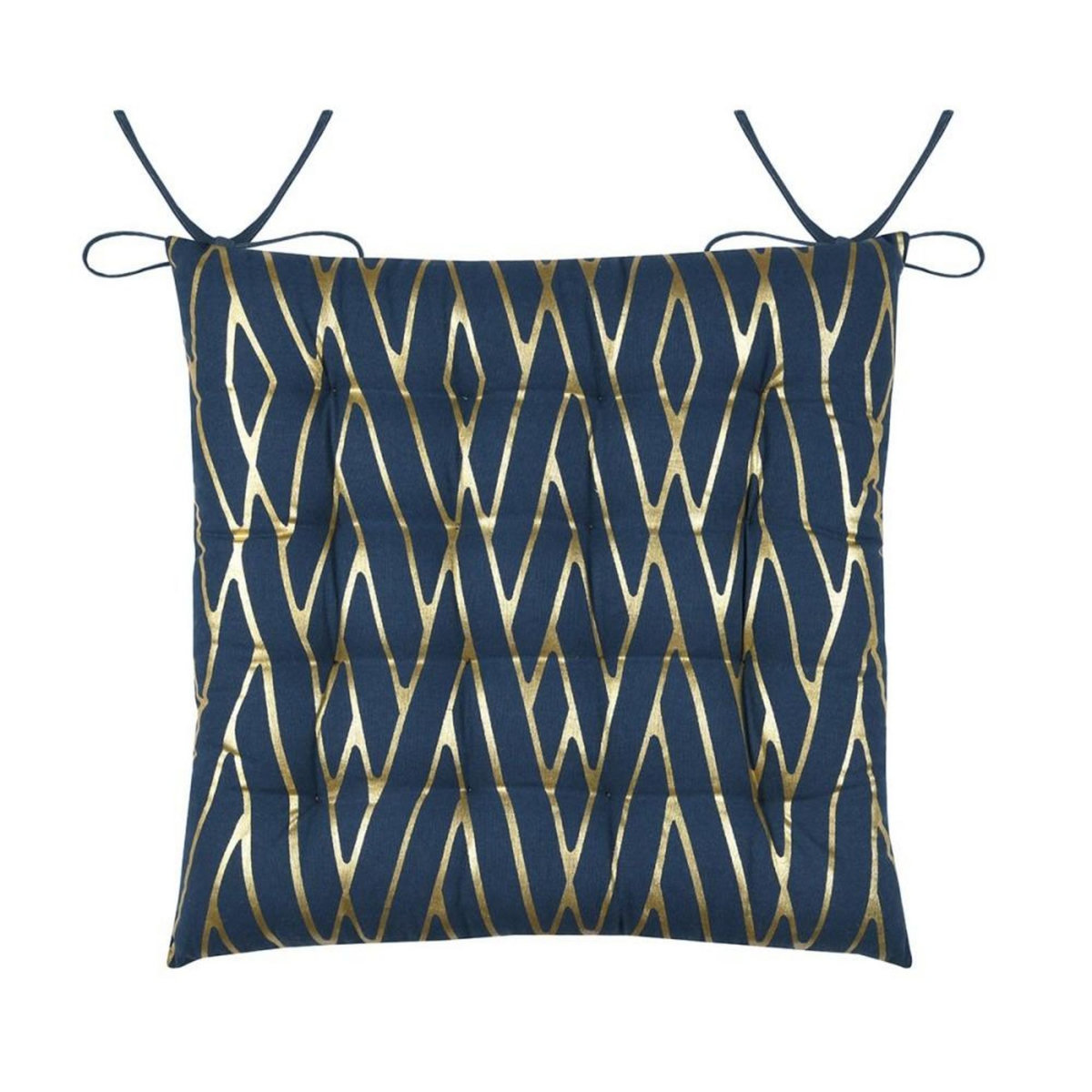 Lovely Casa Lot de 4 galettes de chaise 16 points 38x38 Houston bleu coton