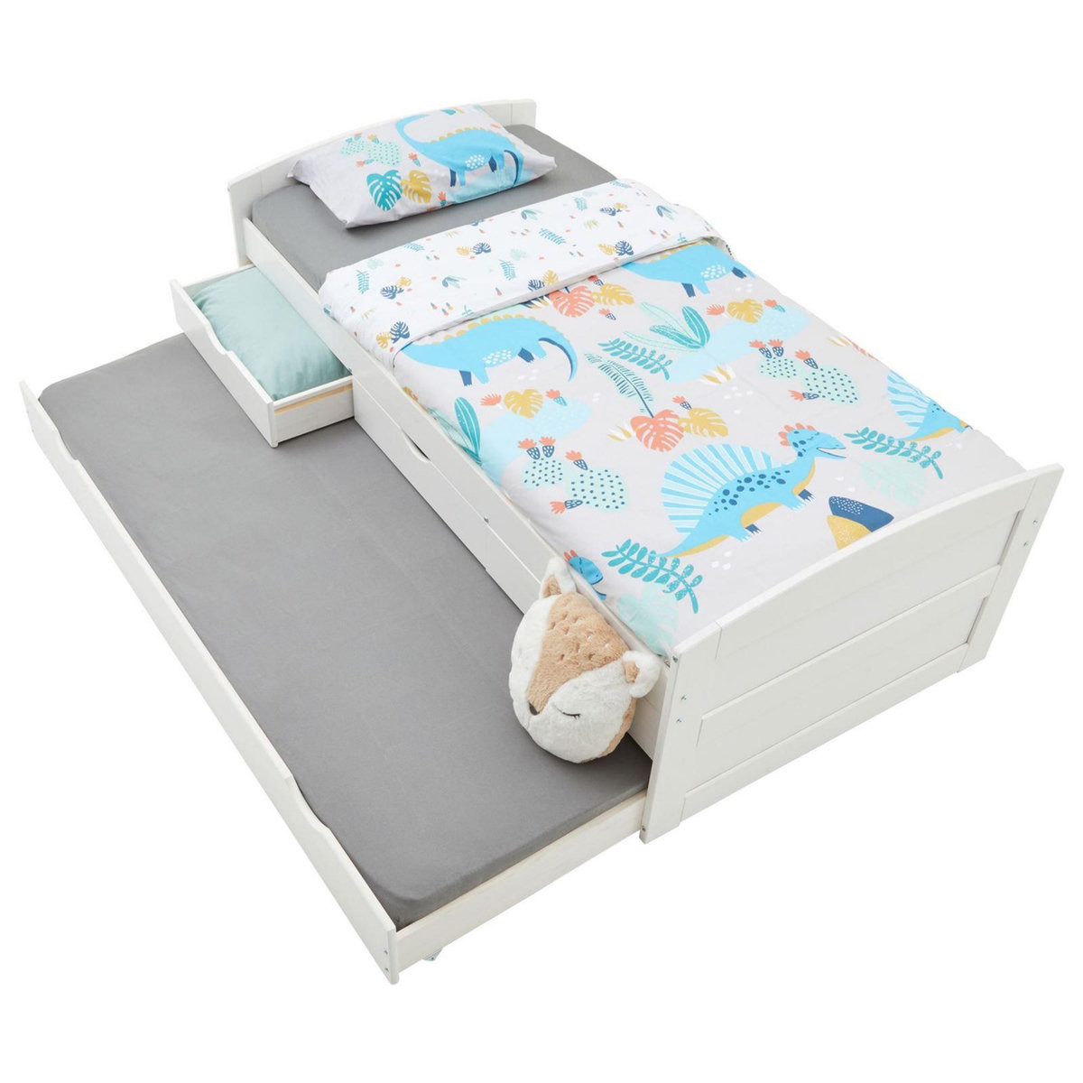 IDIMEX Lit gigogne avec rangements JESSY, 90 x 190 cm en pin massif