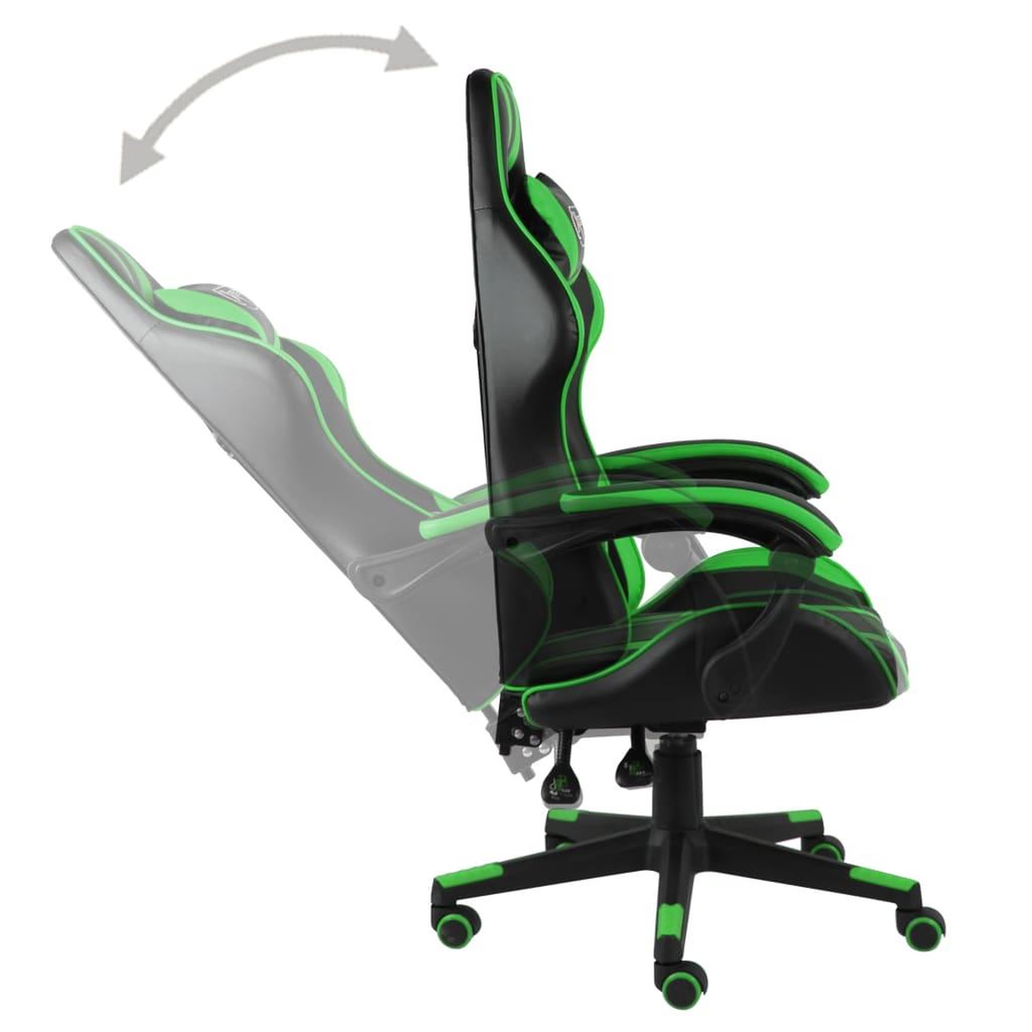 Voir la diapositive 4 : VIDAXL Fauteuil de jeux video Noir et vert Similicuir