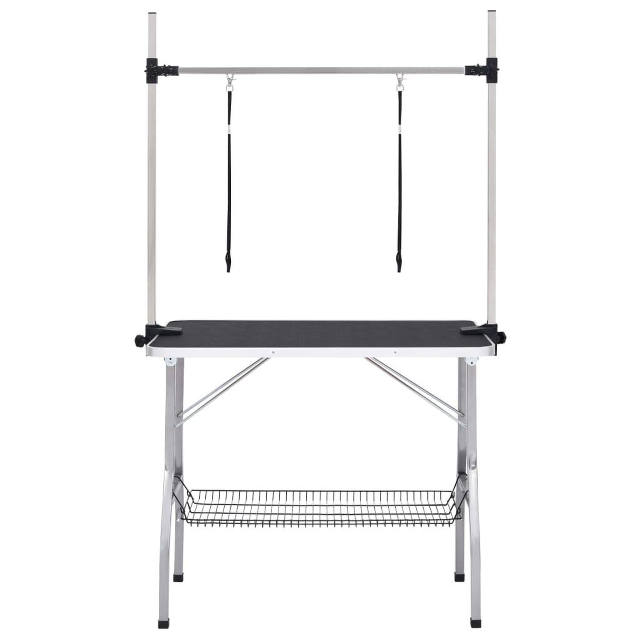 Voir la diapositive 3 : VIDAXL Table de toilettage reglable de chiens avec 2 boucles et panier