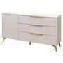 Voir la diapositive 2 : BEST MOBILIER Boccioni - buffet bas - beige - 3 tiroirs et 1 porte - 154 cm