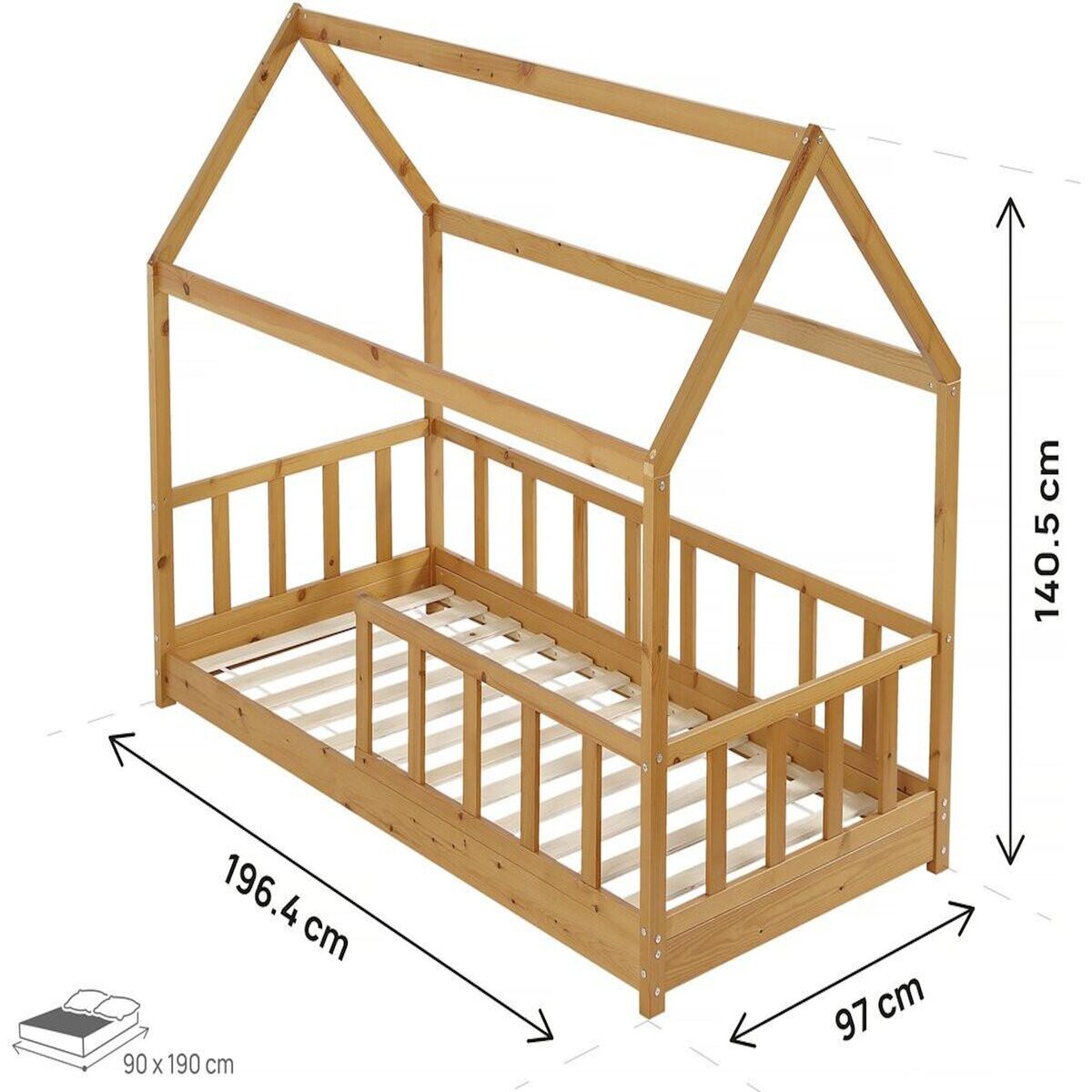 Habitat et Jardin Lit cabane en bois pour enfant  Mila  - 90 x 190 cm - Marron