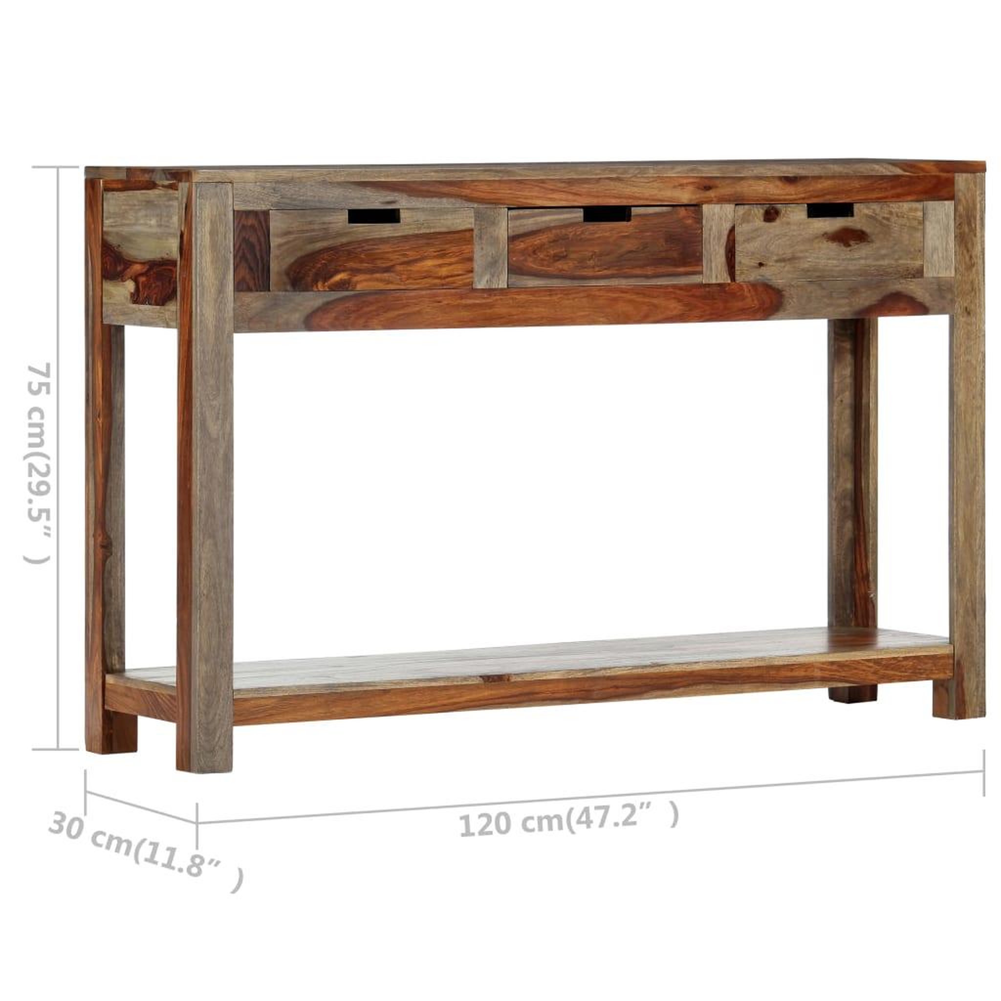 Voir la diapositive 6 : VIDAXL Table console avec 3 tiroirs 120x30x75 cm bois massif