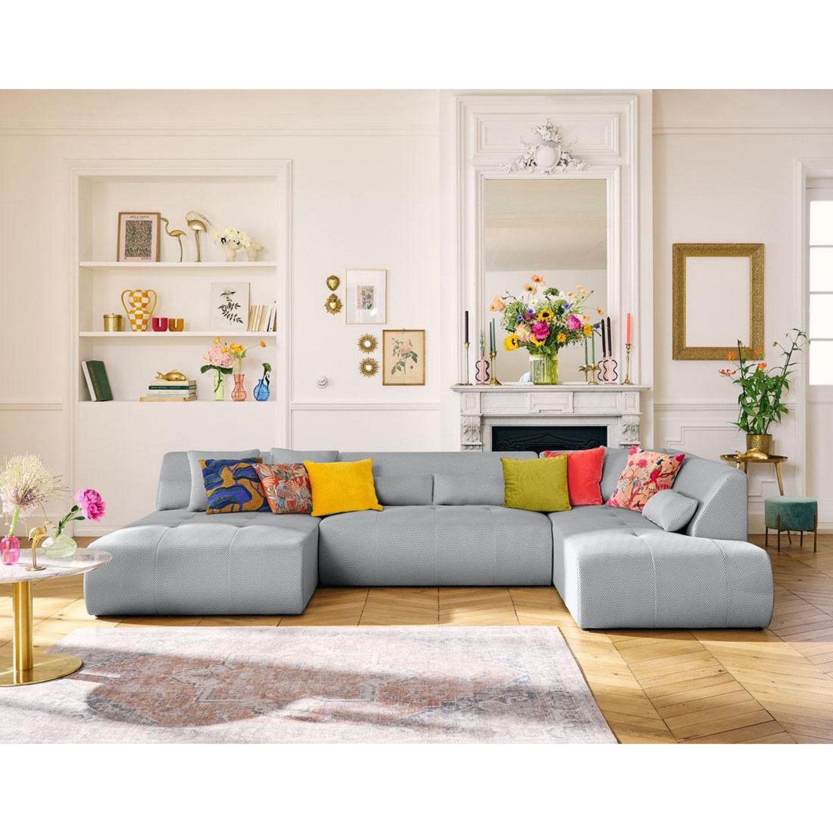 LISA DESIGN Onyx - canapé panoramique modulable d'angle droit - 7 places - en tissu mailles 3d