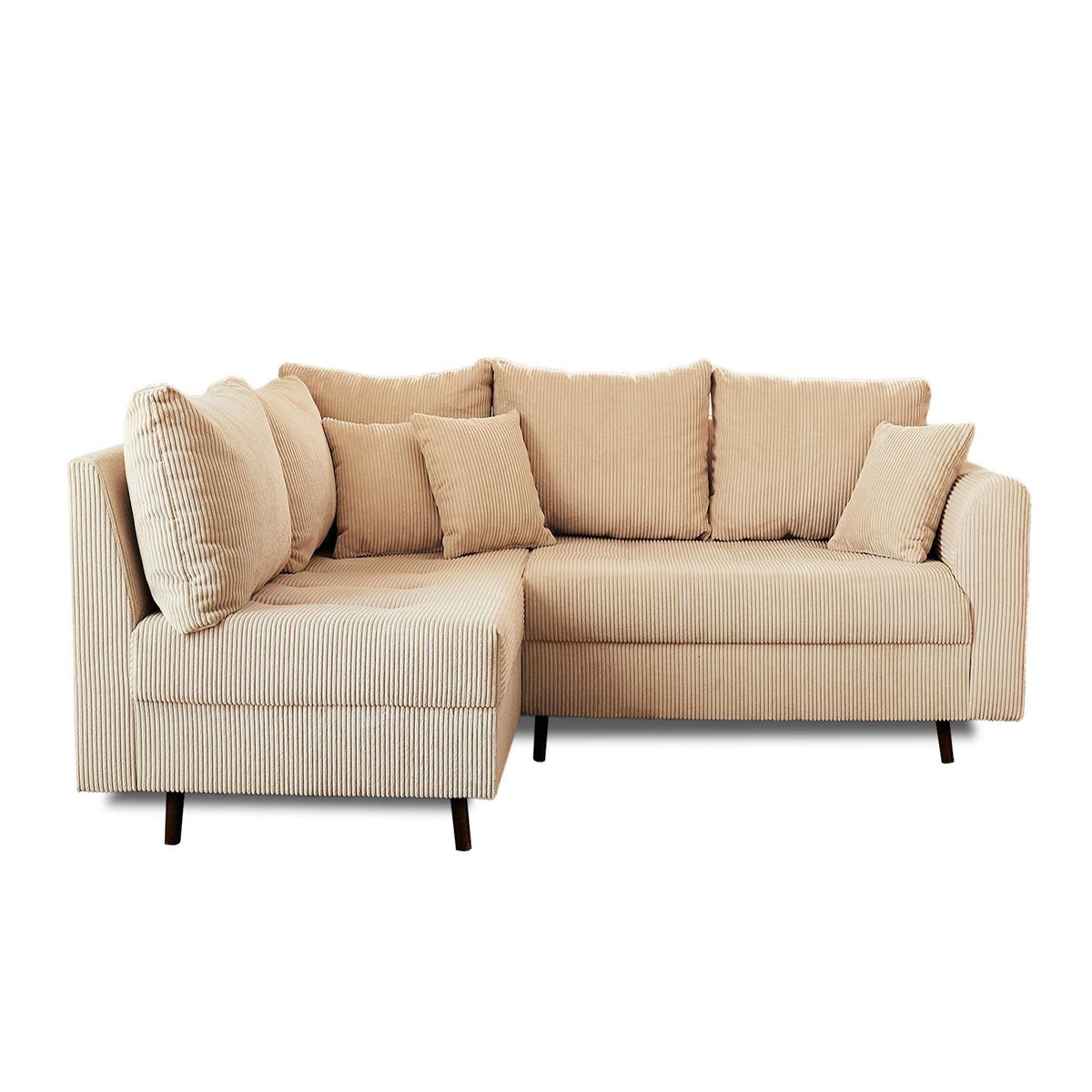 LISA DESIGN Rune - canapé d'angle gauche - 4 places - avec pouf d'appoint - en velours côtelé