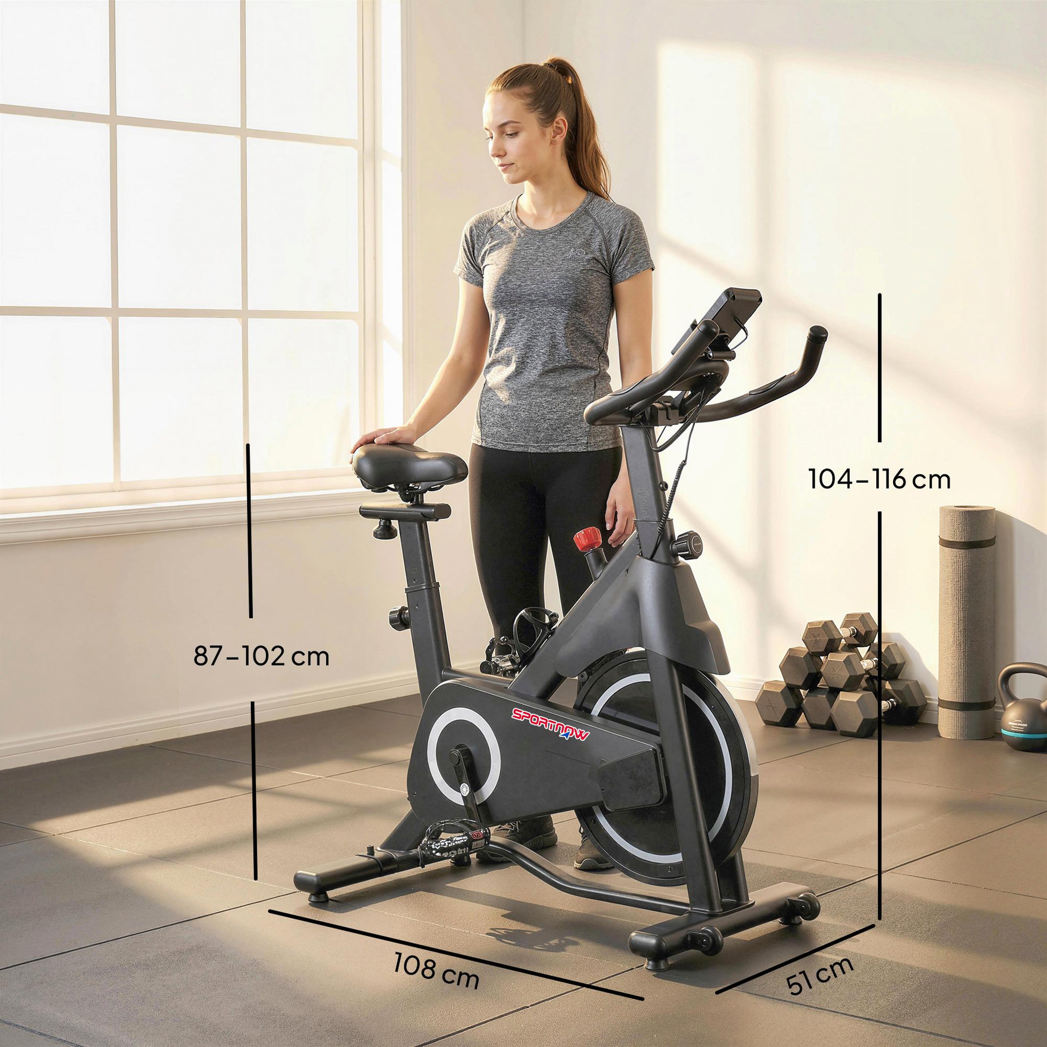 Voir la diapositive 3 : HOMCOM Vélo d'appartement biking résistance magnétique réglable écran LCD acier blanc