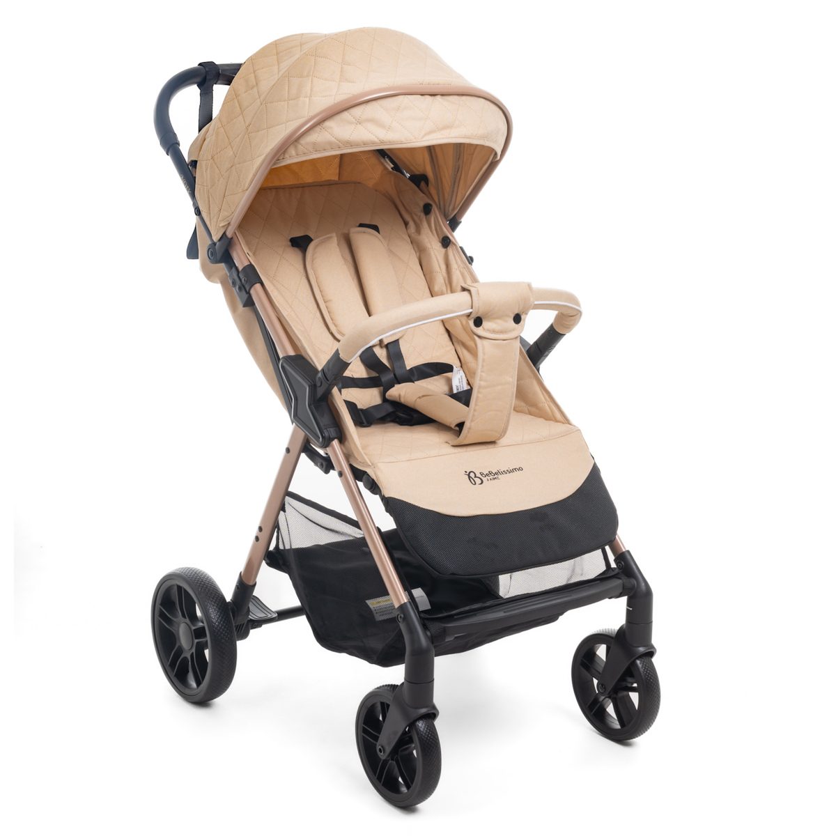 BEBELISSIMO Poussette Bébé Canne Ultra Compacte – Légère – Pliage à Une Main – Noix - beige