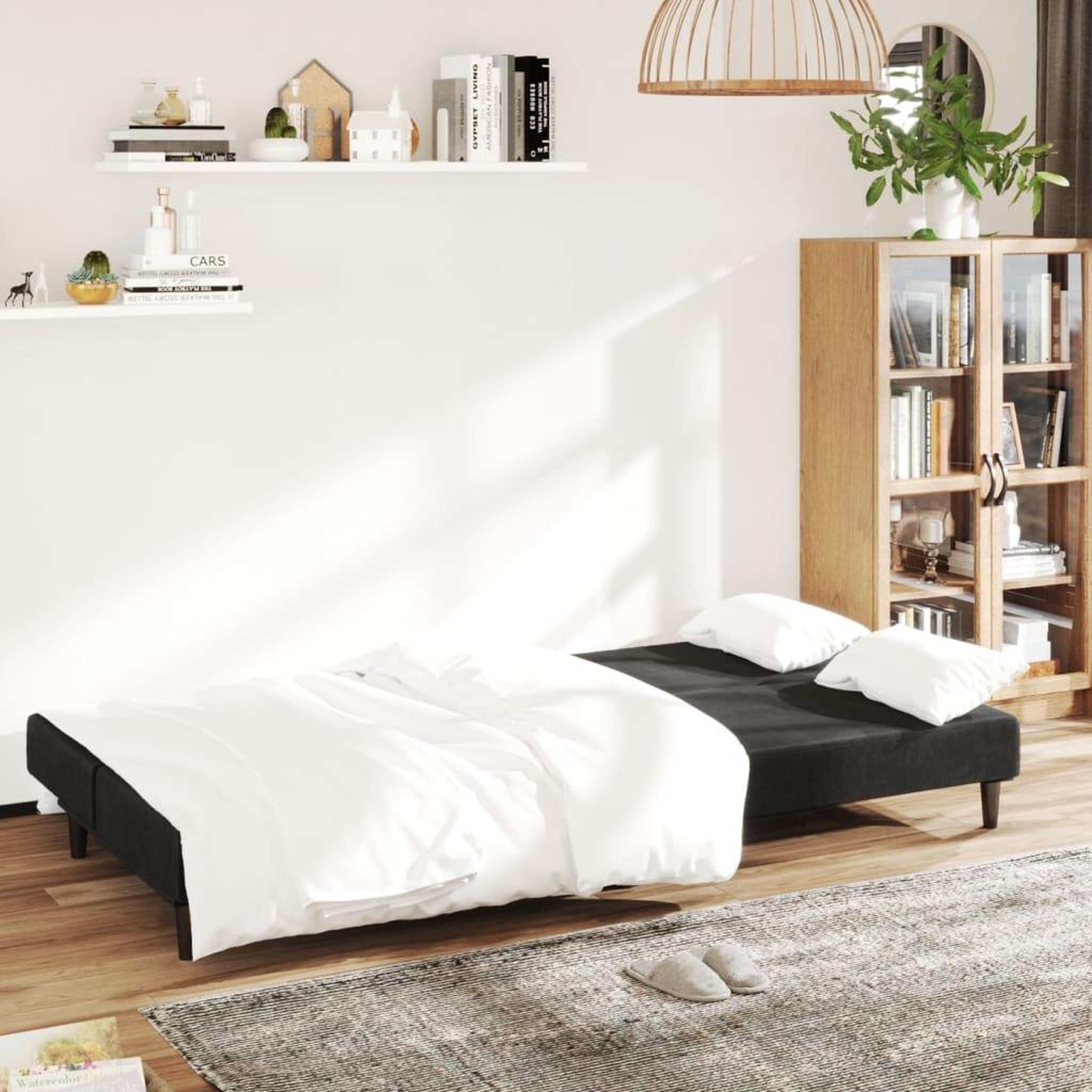Voir la diapositive 3 : VIDAXL Canape-lit 2 places noir velours
