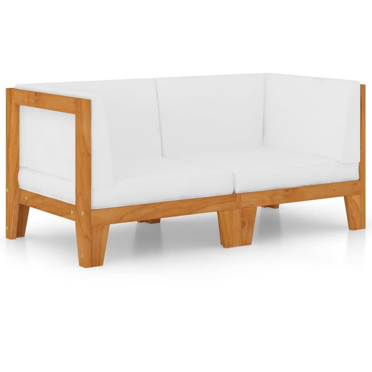 VIDAXL Canape 2 places avec coussins blanc creme Bois d'acacia massif