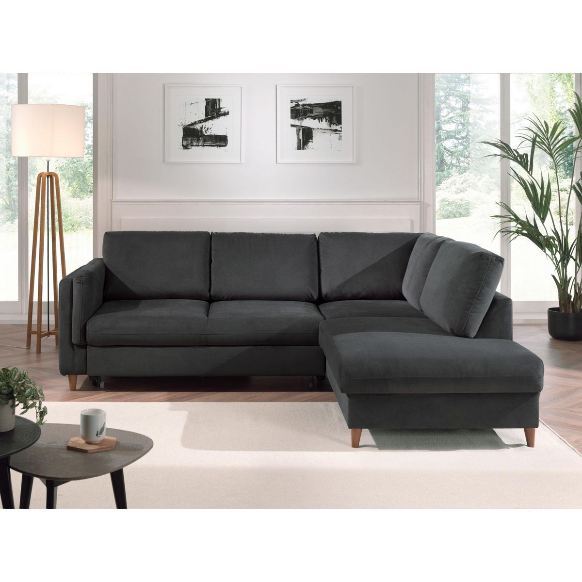 LISA DESIGN Brooke - canapé d'angle droit - convertible - 5 places - en velours