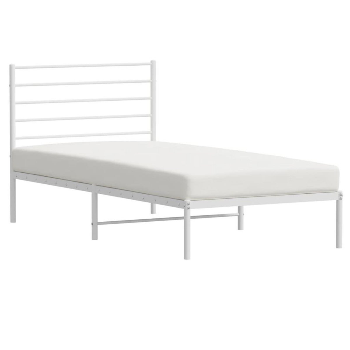 VIDAXL Cadre de lit metal sans matelas avec tete de lit blanc 75x190cm