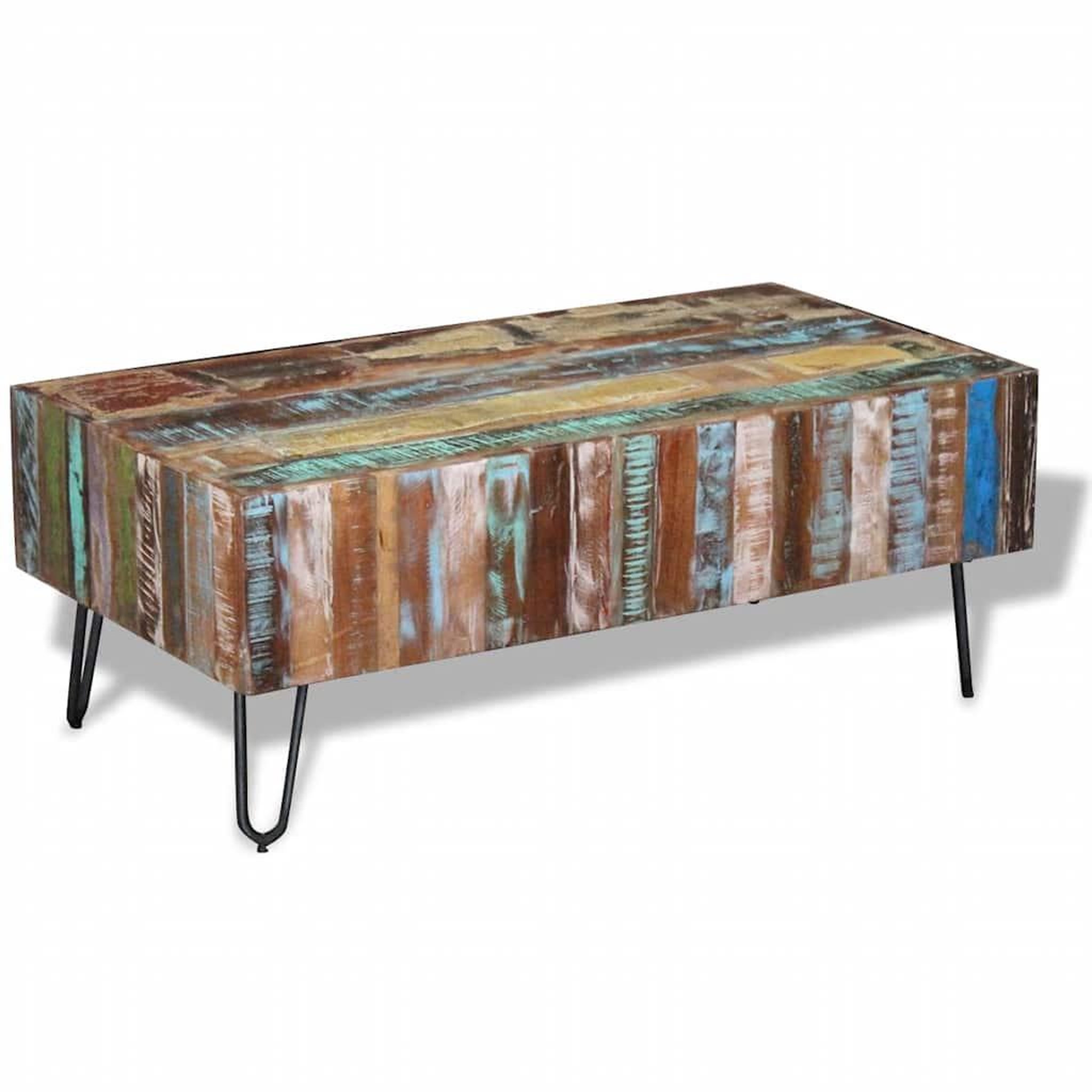 Voir la diapositive 2 : VIDAXL Table basse Bois massif de recuperation 100x50x38 cm