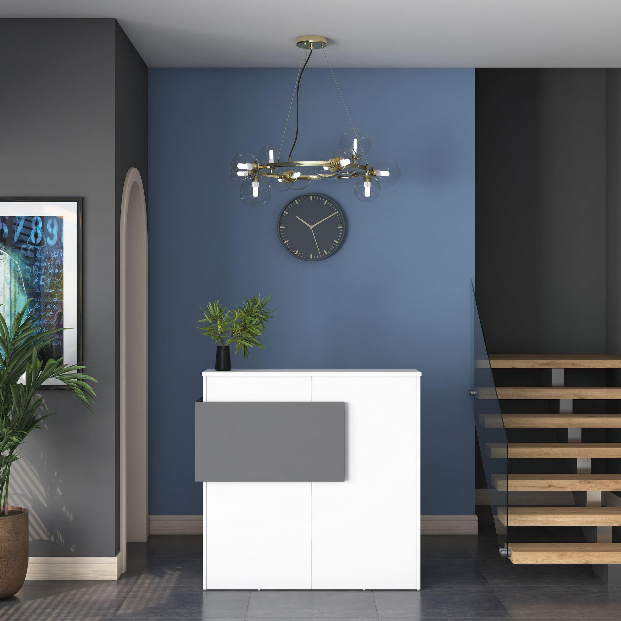 Voir la diapositive 3 : Habitat et Jardin Table de réception en bois  Mona  - 110 x 40 x 110 cm - Blanc