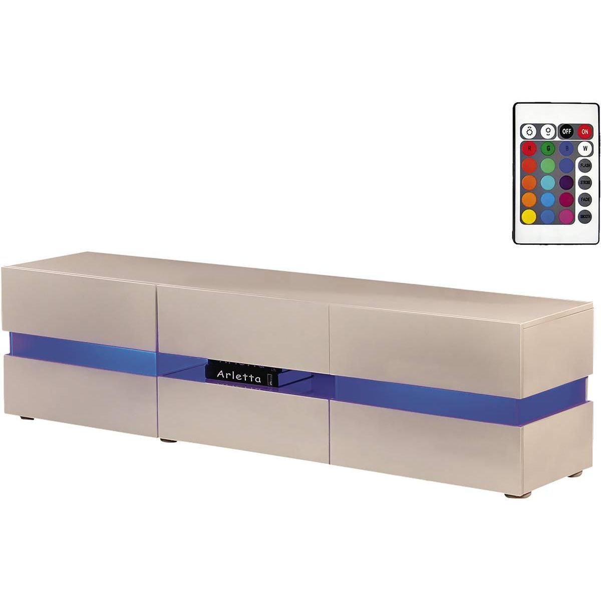 Habitat et Jardin Meuble TV LED  Vida' - 177 x 39 x 45 cm - Blanc laqué