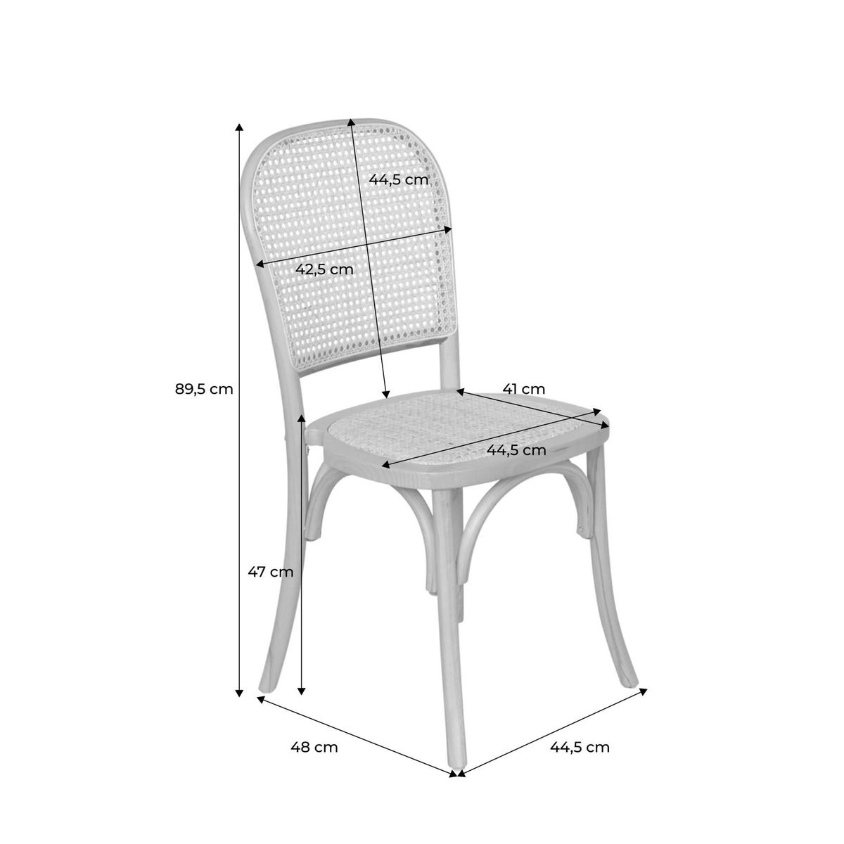 SWEEEK Lot de deux chaises vintage blanches en bois avec assise et dossier en rotin