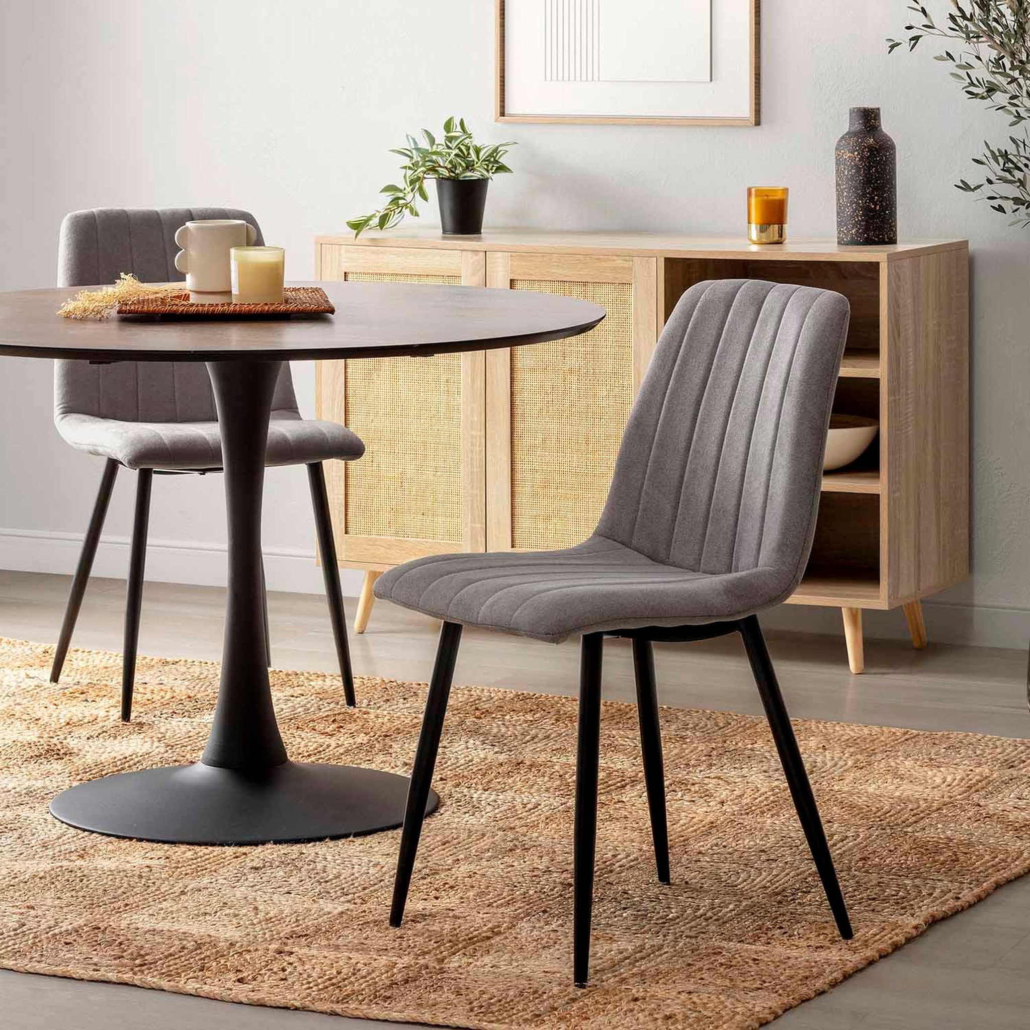 Voir la diapositive 5 : VS VENTA-STOCK Pack 4 chaises Sagi recouvertes de tissu gris