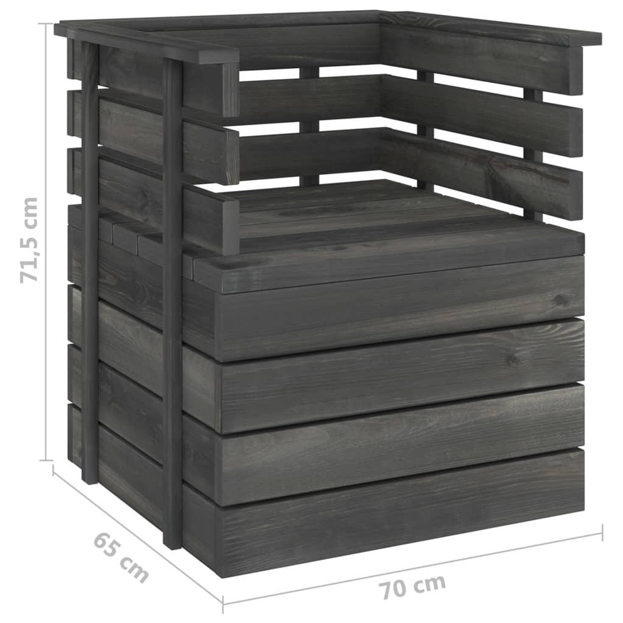 Voir la diapositive 6 : VIDAXL Salon palette de jardin 7 pcs Bois de pin massif Gris fonce