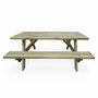 Voir la diapositive 2 : SWEEEK Lot de 4 tables de pique-nique 180 cm avec bancs rabattables en bois. 6 places - PANCHINA - Tables de jardin robustes en pin sylvestre