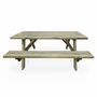 Voir la diapositive 2 : SWEEEK Lot de 4 tables de pique-nique 180 cm avec bancs rabattables en bois. 6 places - PANCHINA - Tables de jardin robustes en pin sylvestre