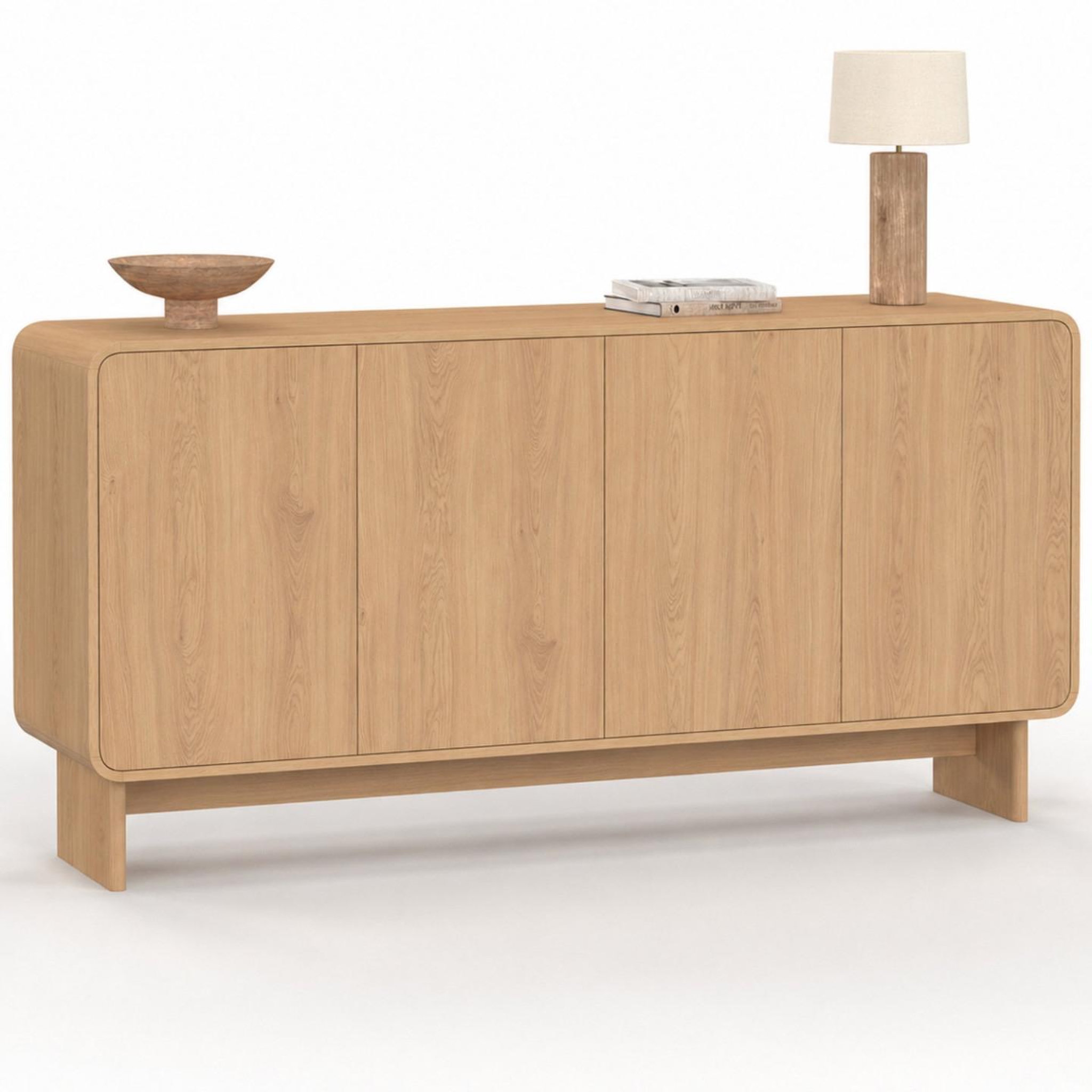 Voir la diapositive 3 : ID MARKET Buffet 160 cm capucine xxl 4 portes façon hêtre design arrondi
