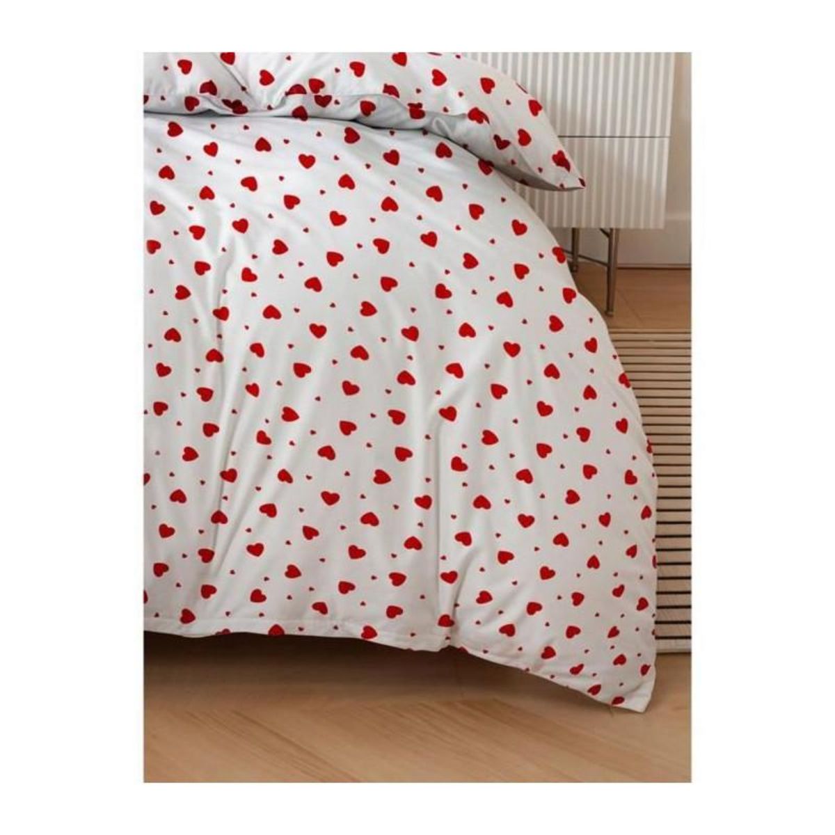 GENERIQUE Parure de lit - 1 housse de couette 220 x 240 cm + 2 taies d'oreiller 60 x 60 cm - 50% coton, 50% polyester - Rouge