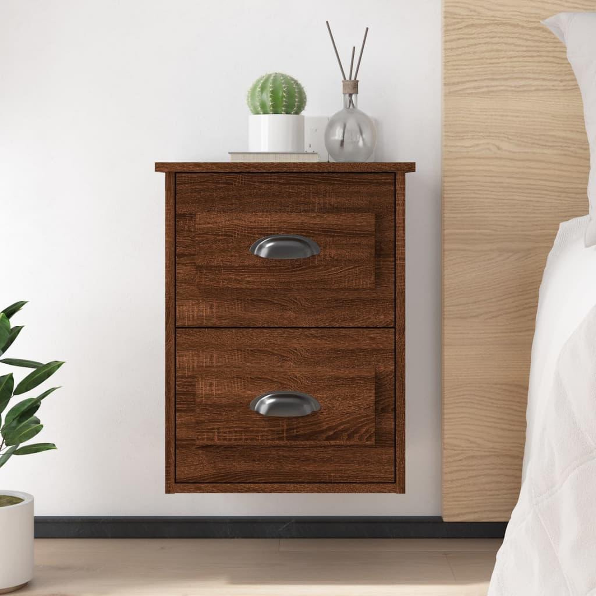 VIDAXL Table de chevet murale chene marron 41,5x36x53 cm