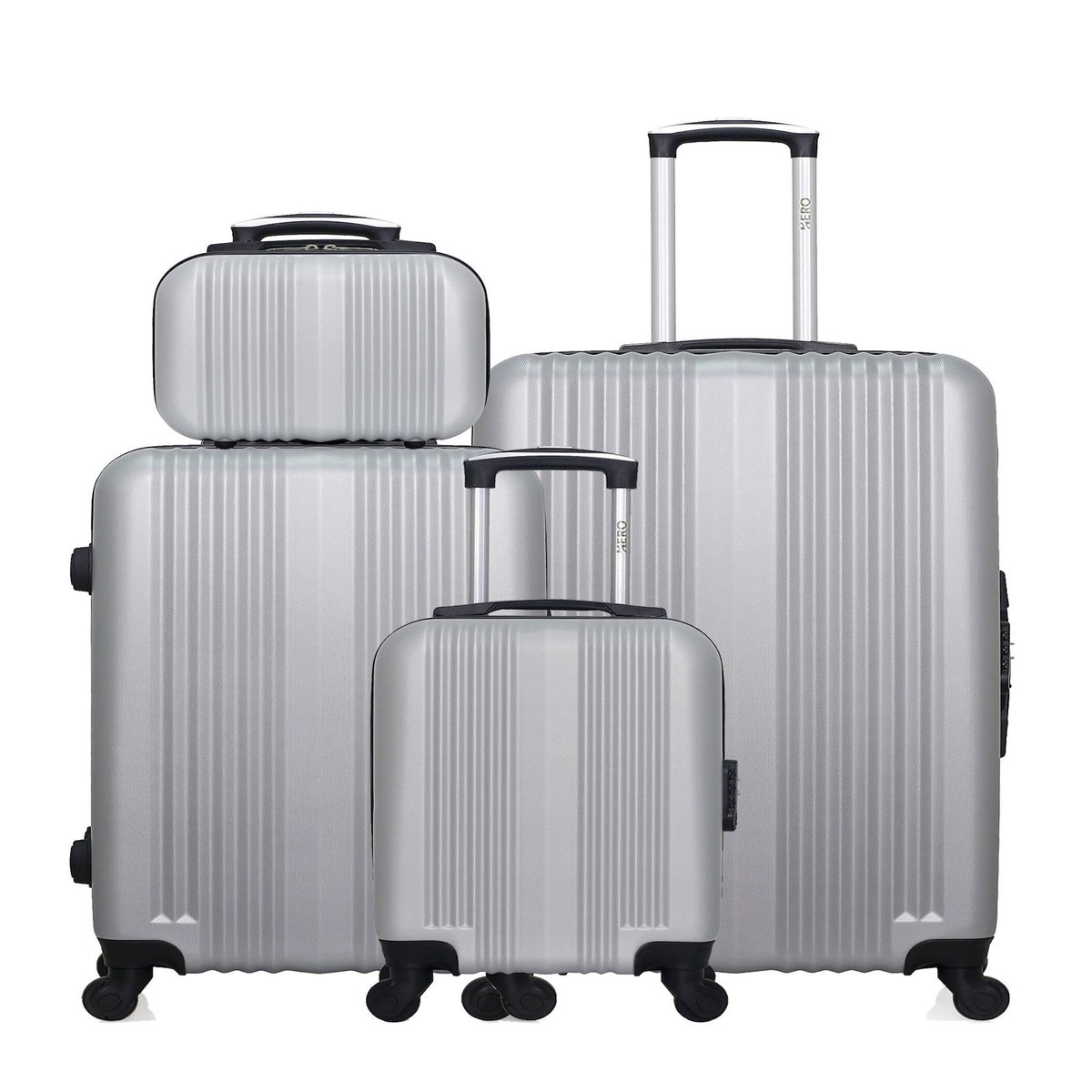 HERO HERO - Lot de 4 - Valise grand format, valise weekend, valise cabine XXS et vanity LIPARI
