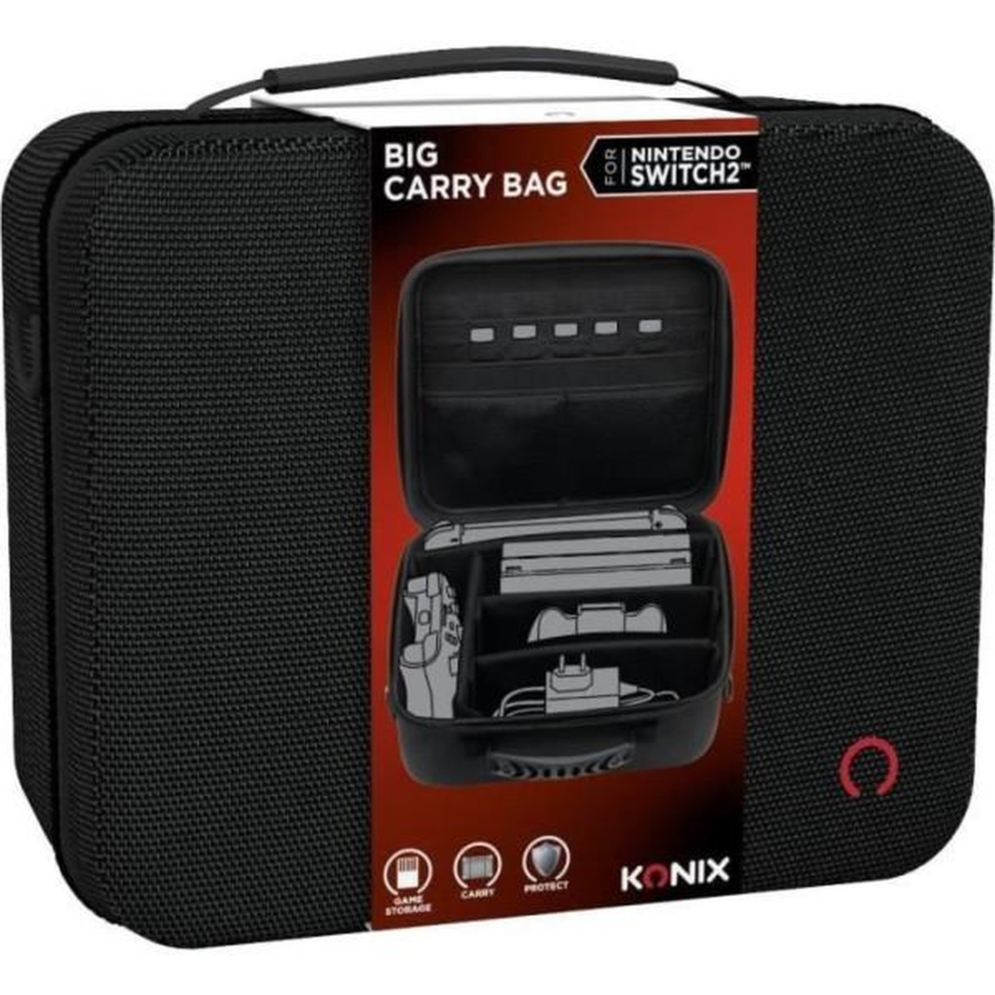 Voir la diapositive 5 : Konix Sacoche de protection et transport - KONIX - Big Carry Case Nintendo Switch 2 - Rangement accessoires - 14 compartiments jeux -