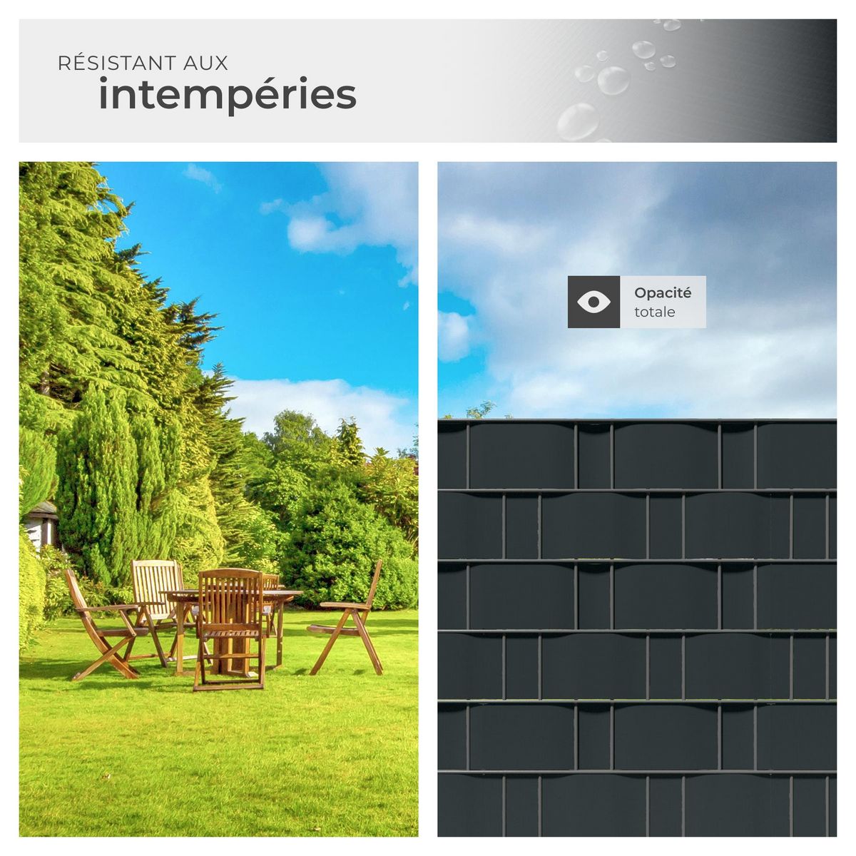 tectake Bandes brise-vue PVC pour clôtures à barreaux simples et doubles gris anthracite