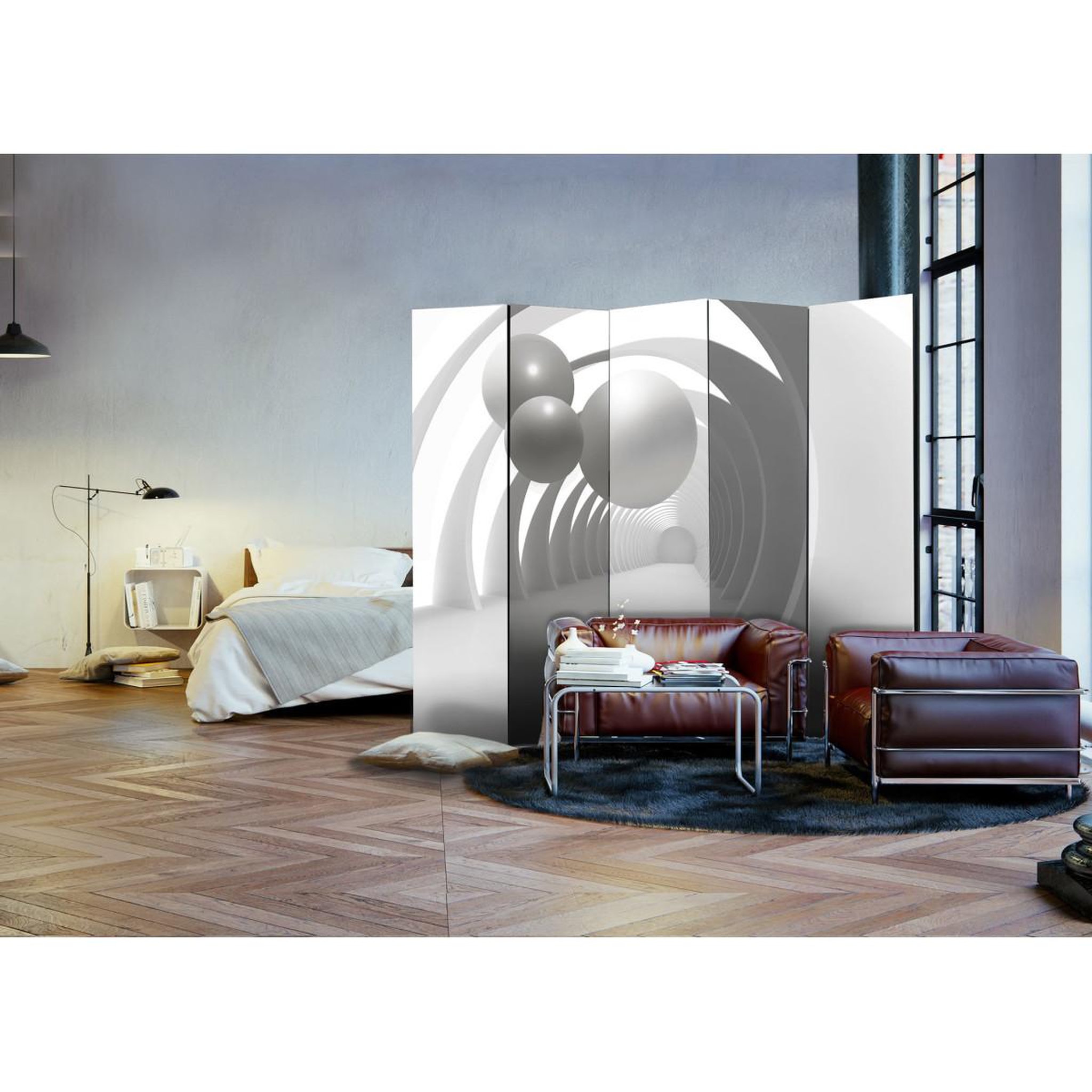 Voir la diapositive 2 : Paris Prix Paravent 5 volets  white tunnel  172x225cm